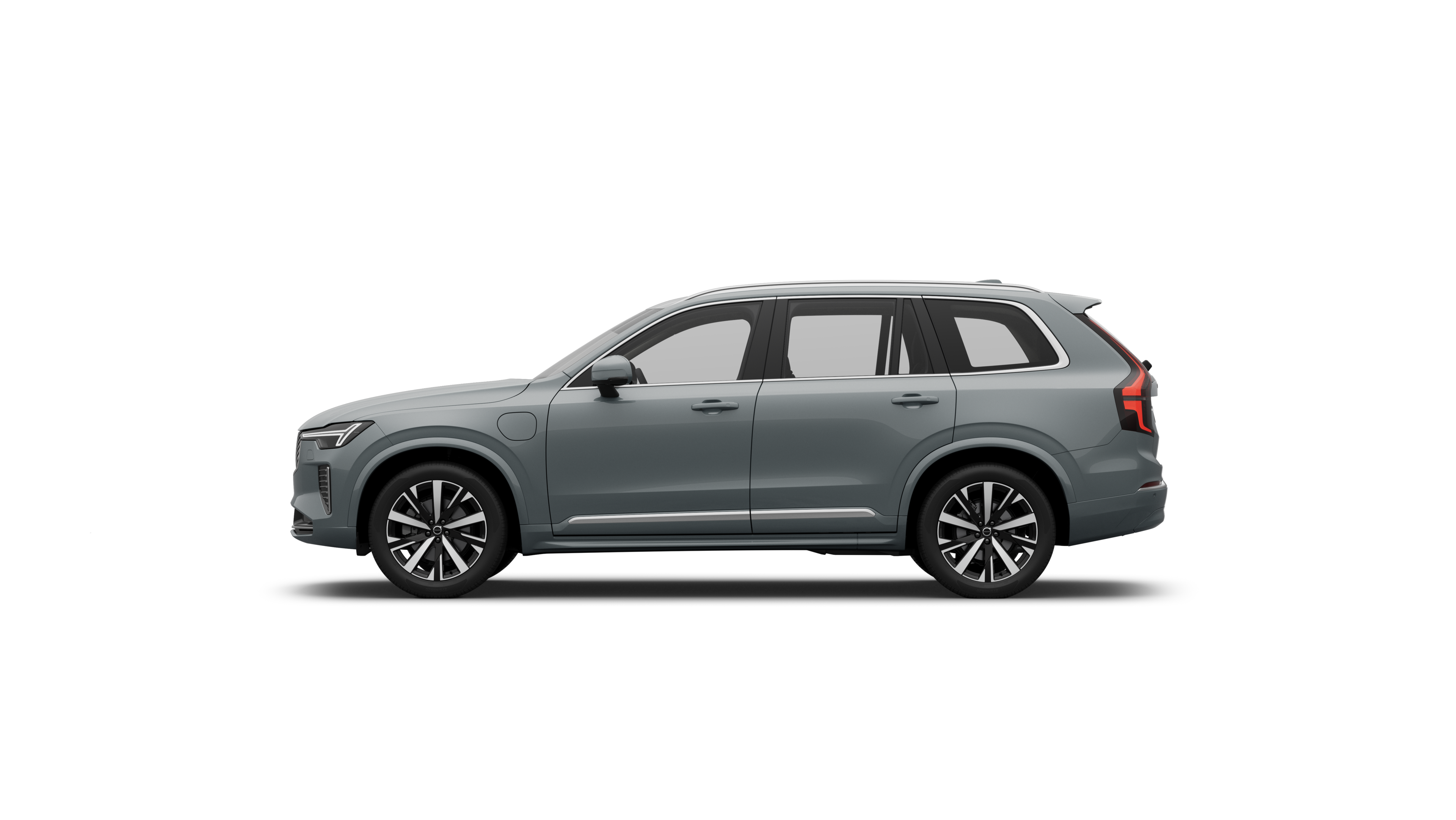 A sideview of a XC90 Plug-in hybrid|#|Mild hybrid