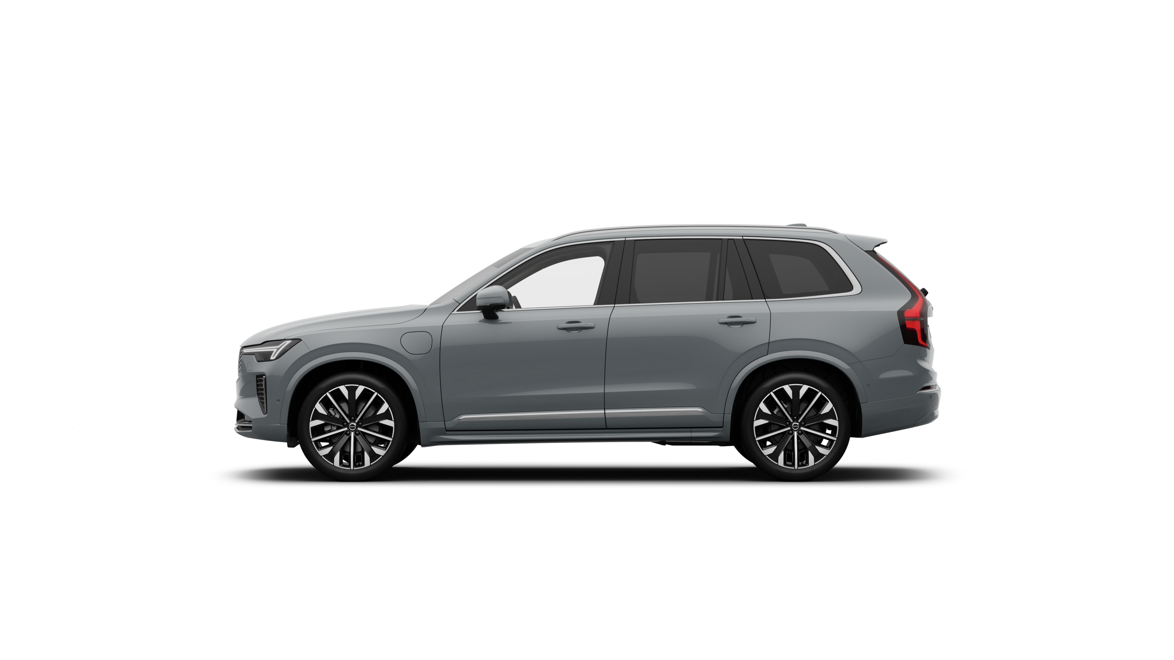 A sideview of a XC90 Plug-in hybrid|#|Mild hybrid