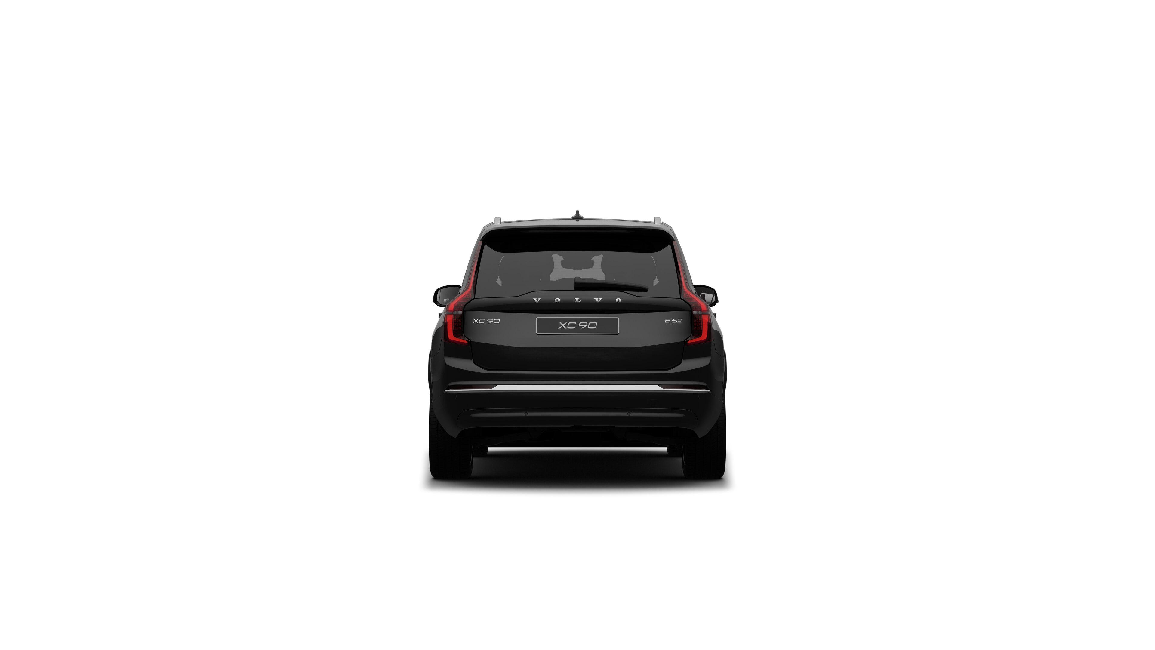 Vue arrière d’une voiture Volvo dans un studio uni.