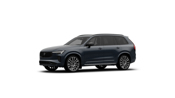 Trekvartsvy av Volvo-bilens exteriör i en vanlig studiobakgrund.