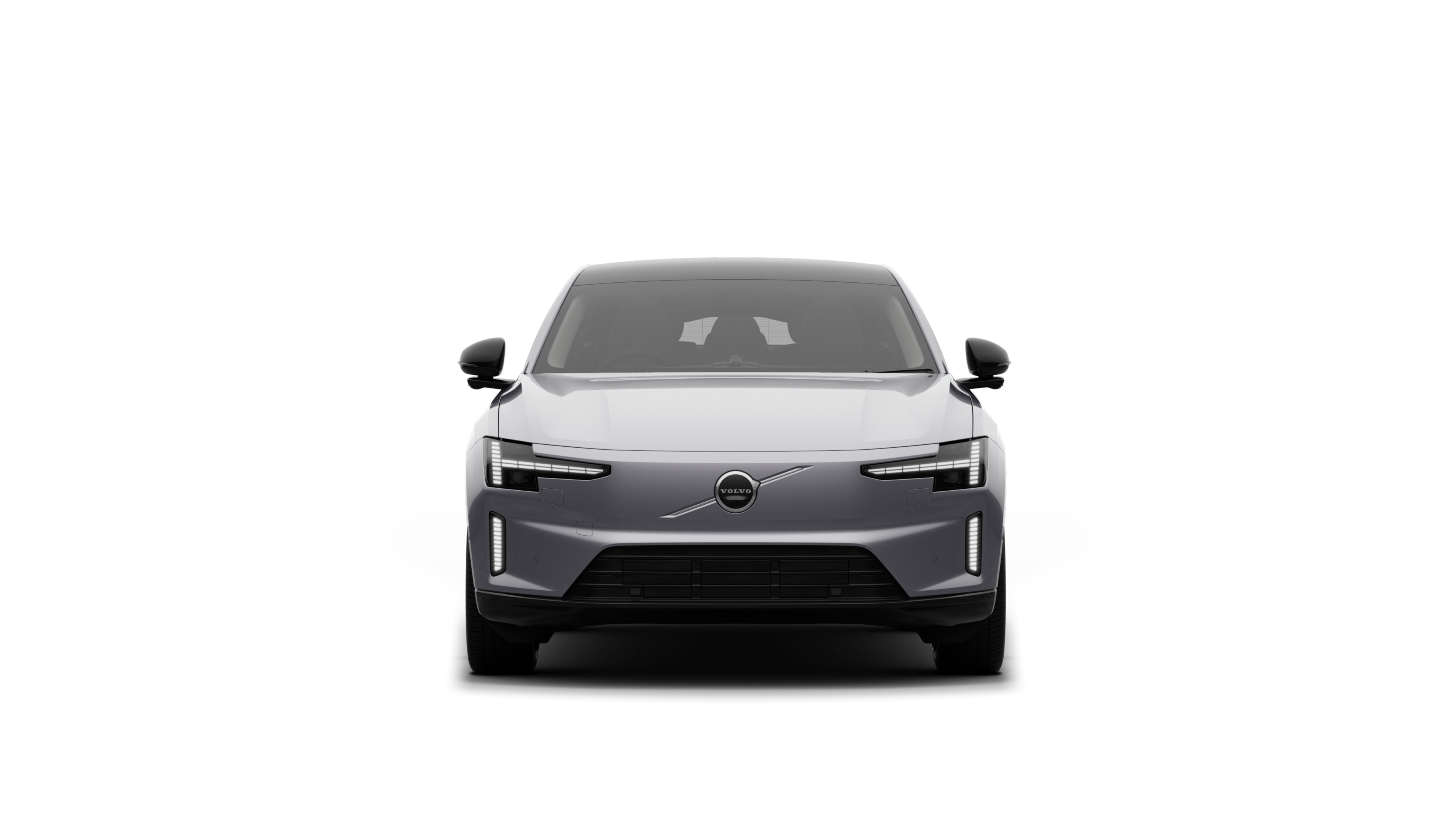 Front view of a Volvo car in a plain studio background.