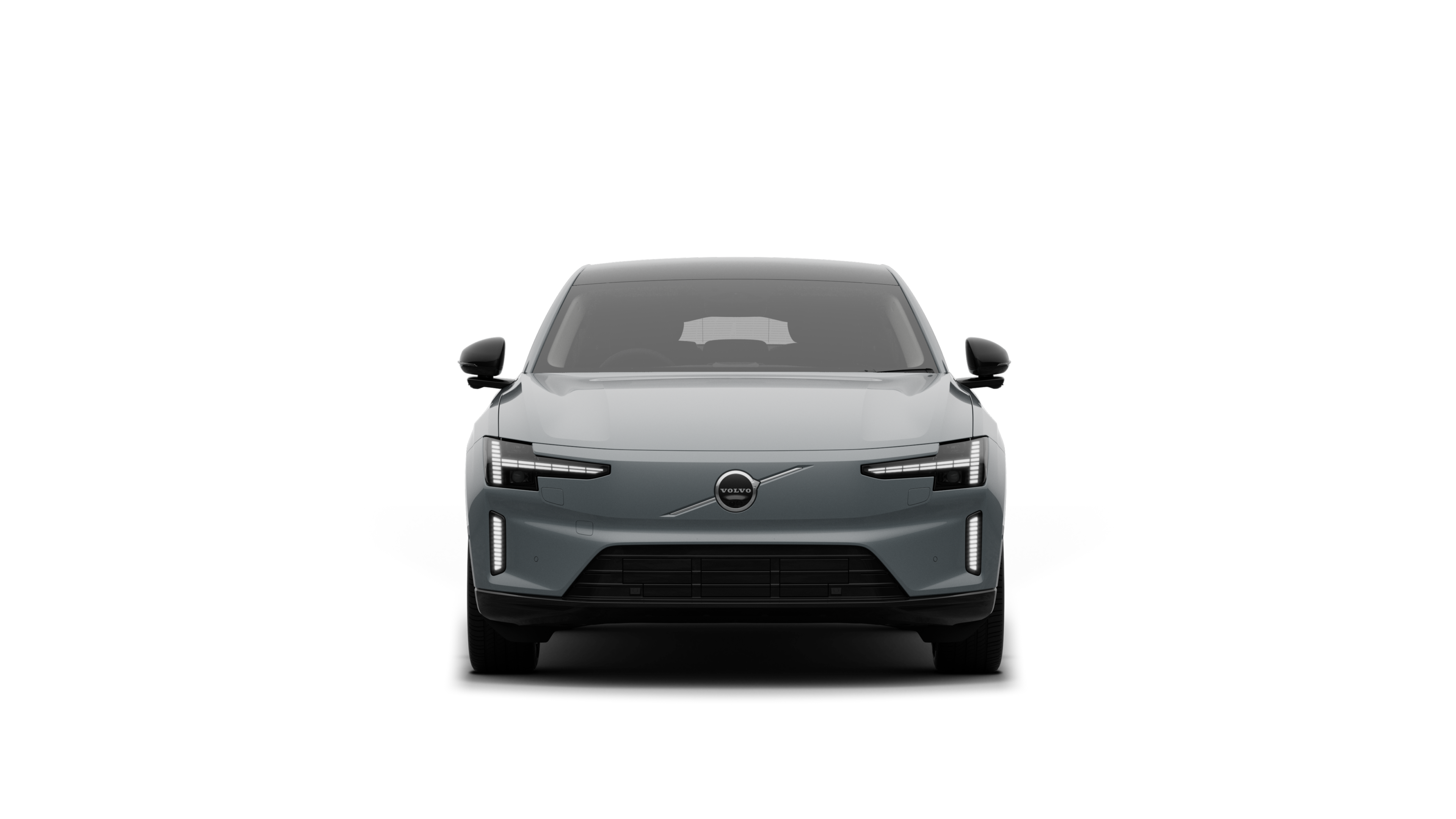Front view of a Volvo car in a plain studio background.