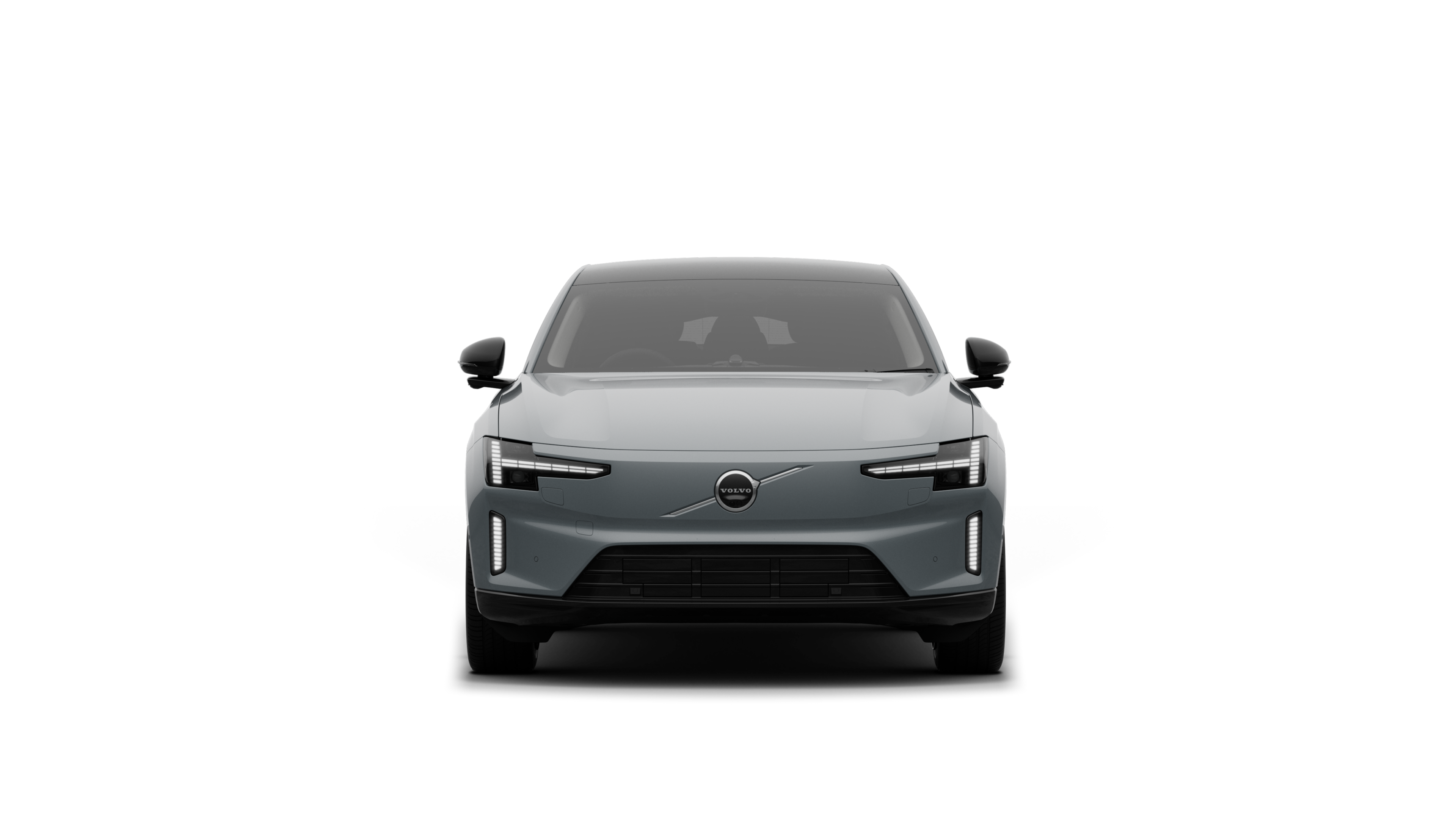 Front view of a Volvo car in a plain studio background.