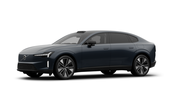 Het exterieur van de Volvo-auto in driekwart aanzicht, duidelijke studioachtergrond.