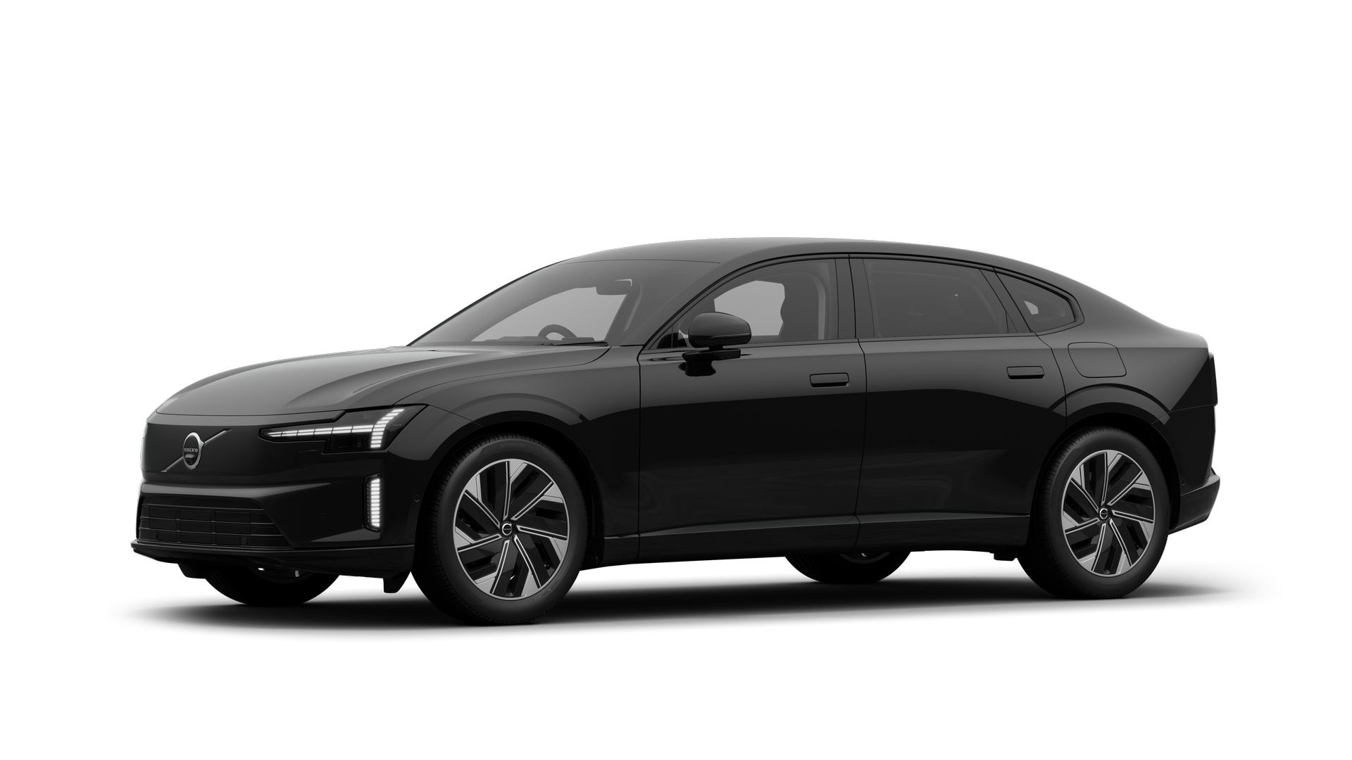 Volvo car exterior in three-quarter view, plain studio background.