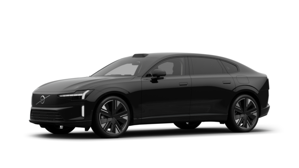 Esterno di un'auto Volvo vista di tre quarti, sfondo semplice di uno studio.