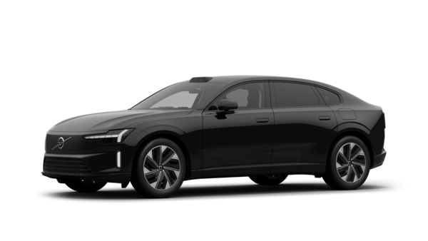 Esterno di un'auto Volvo vista di tre quarti, sfondo semplice di uno studio.