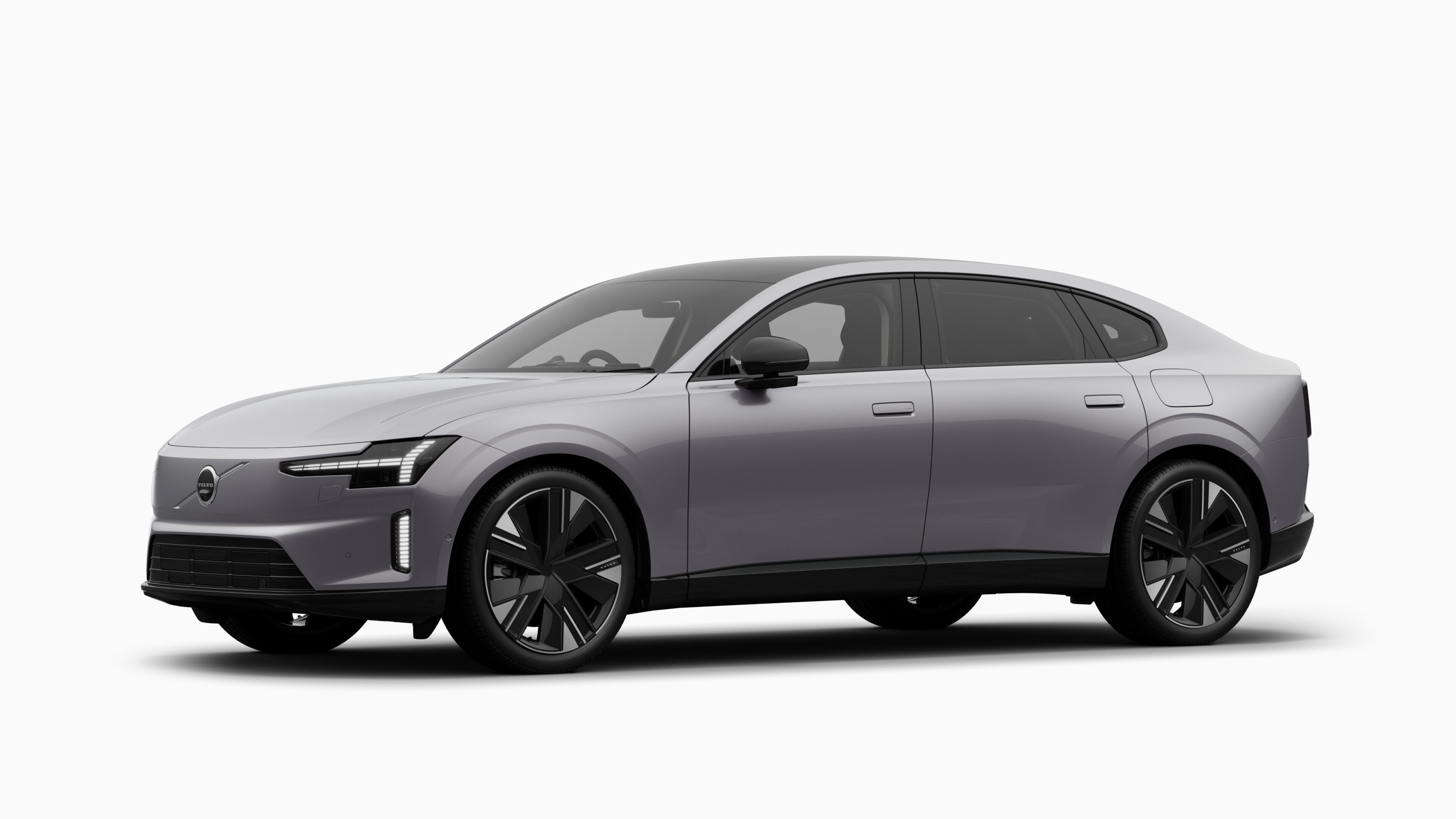 Volvo car exterior in three-quarter view, plain studio background.