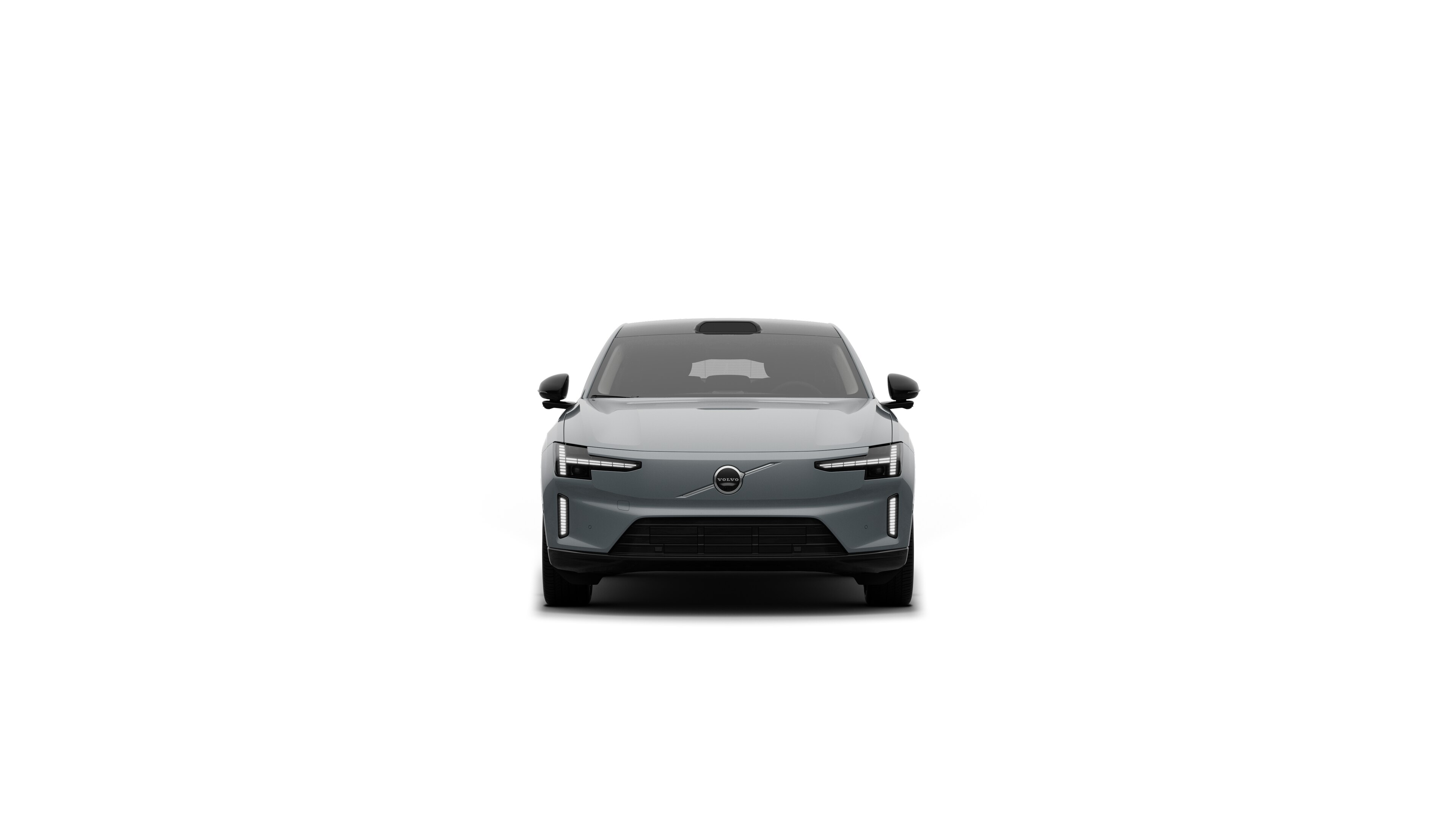 Volvo automašīnas skats no priekšpuses uz vienkārša studijas fona.