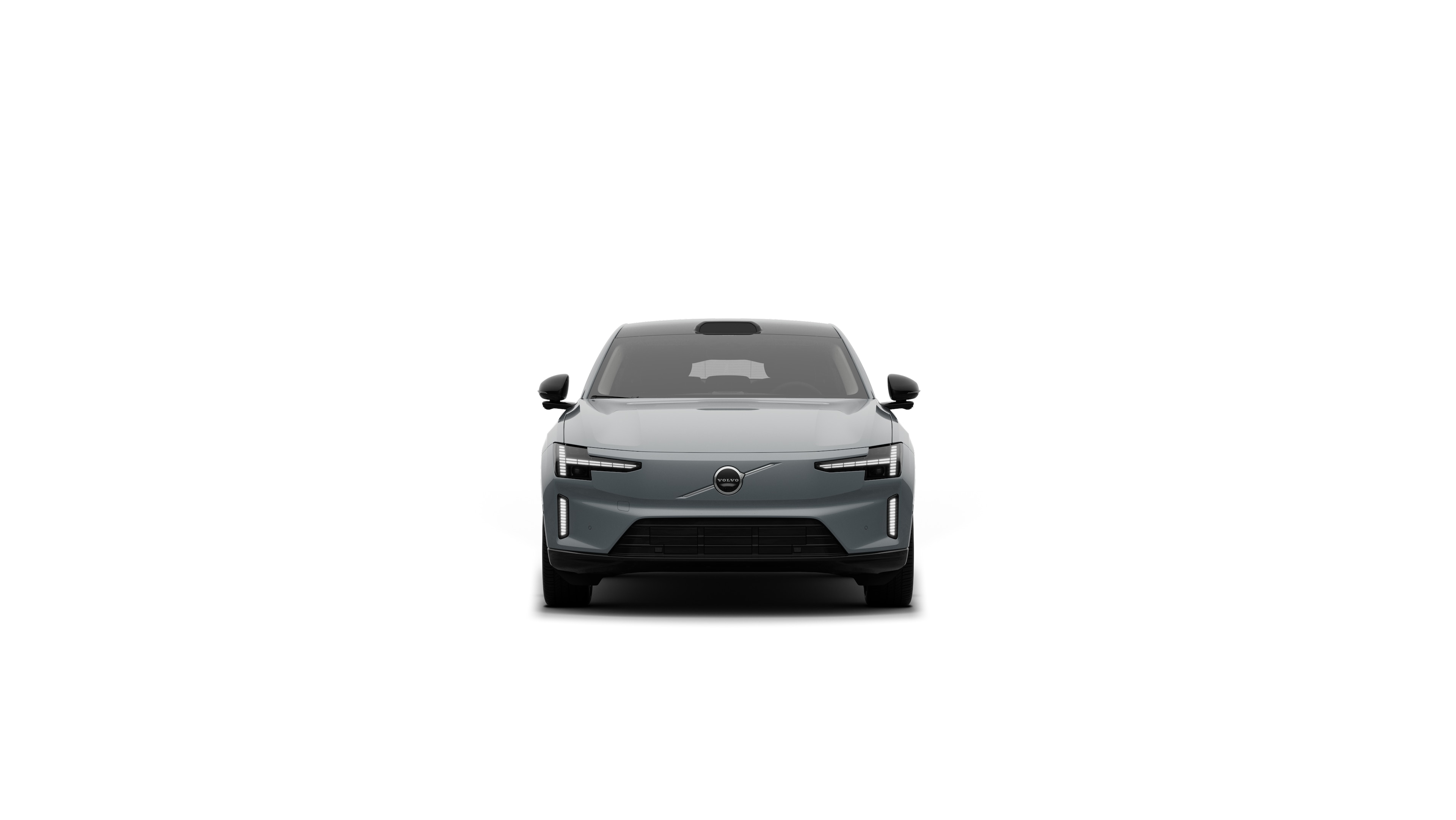 Volvo car front view in a plain studio background.