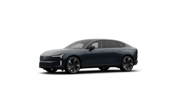 Vista esterna di tre quarti di un'auto Volvo in uno studio semplice.