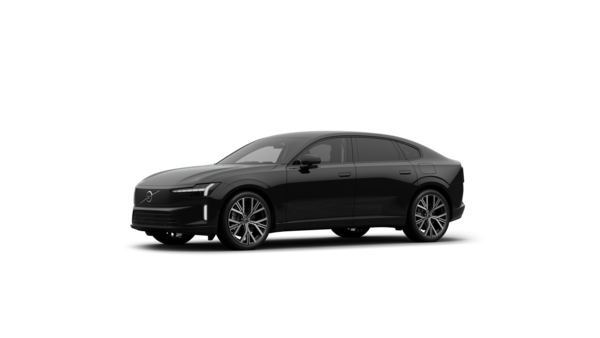 Vue de trois quarts de l’extérieur d’une voiture Volvo sur un fond de studio uni.