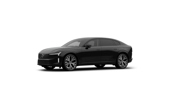 Vista esterna di tre quarti di un'auto Volvo in uno studio semplice.