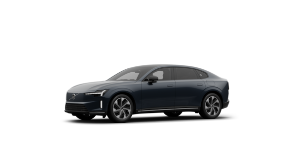 Vue de trois quarts de l’extérieur d’une Volvo sur un fond de studio uni.