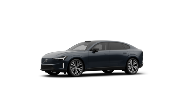 Dreiviertelansicht des Volvo Fahrzeugs in einem schlichten Studiohintergrund.