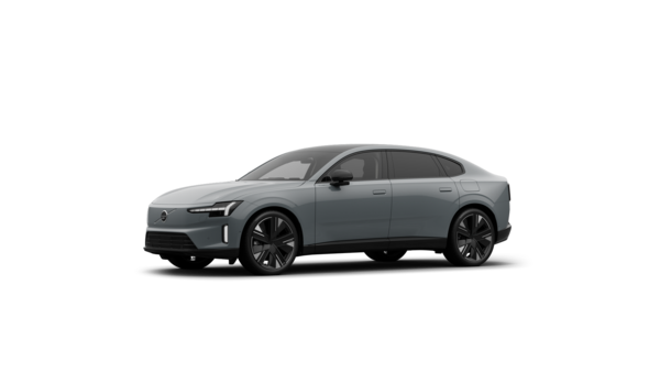 Vista esterna di tre quarti di un'auto Volvo in uno studio semplice.