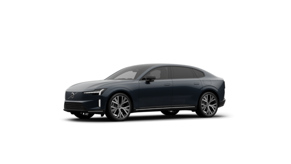 Dreiviertelansicht des Volvo Fahrzeugs vor dem Hintergrund eines schlichten Studios.