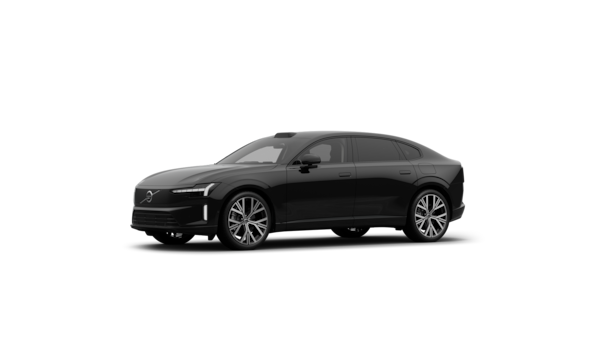 Dreiviertelansicht eines Volvo in einem schlichten Studiohintergrund.