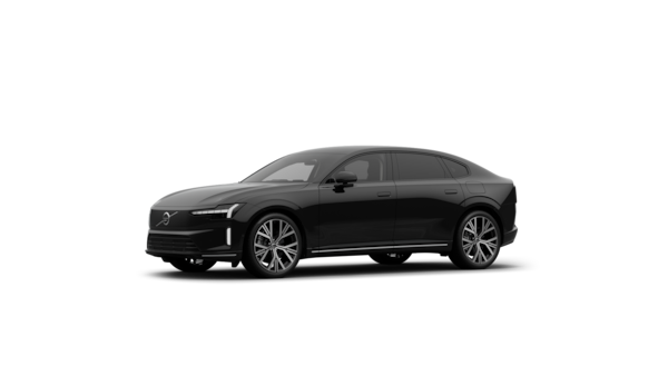 Driekwart aanzicht van de buitenkant van een Volvo in een effen studioachtergrond.