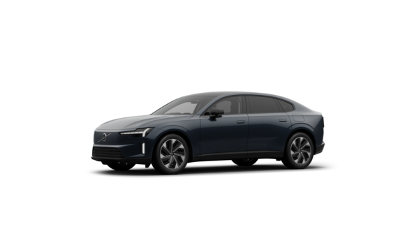 Dreiviertelansicht eines Volvo in einem schlichten Studiohintergrund.