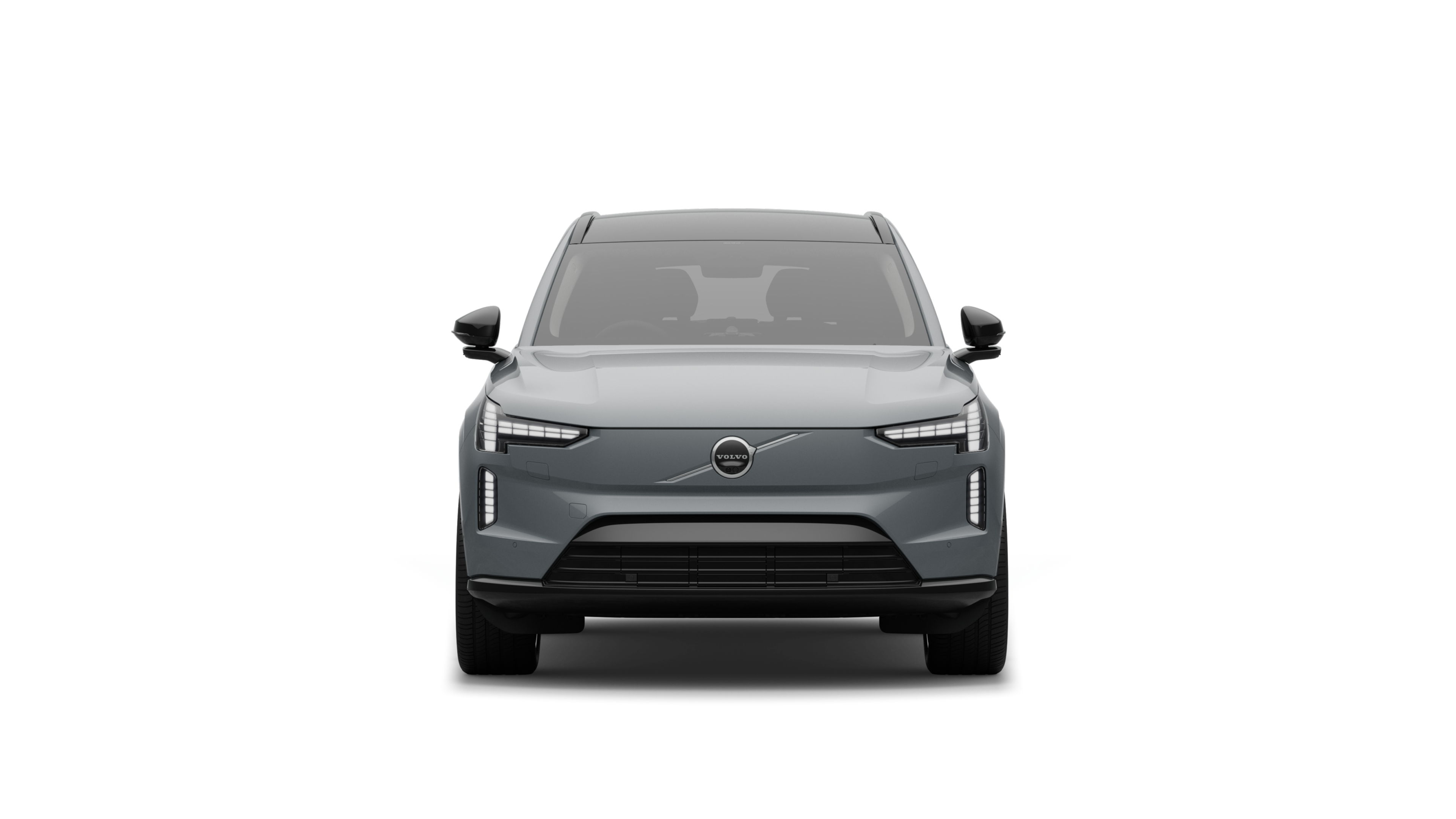 Front view of a Volvo car in a plain studio background.