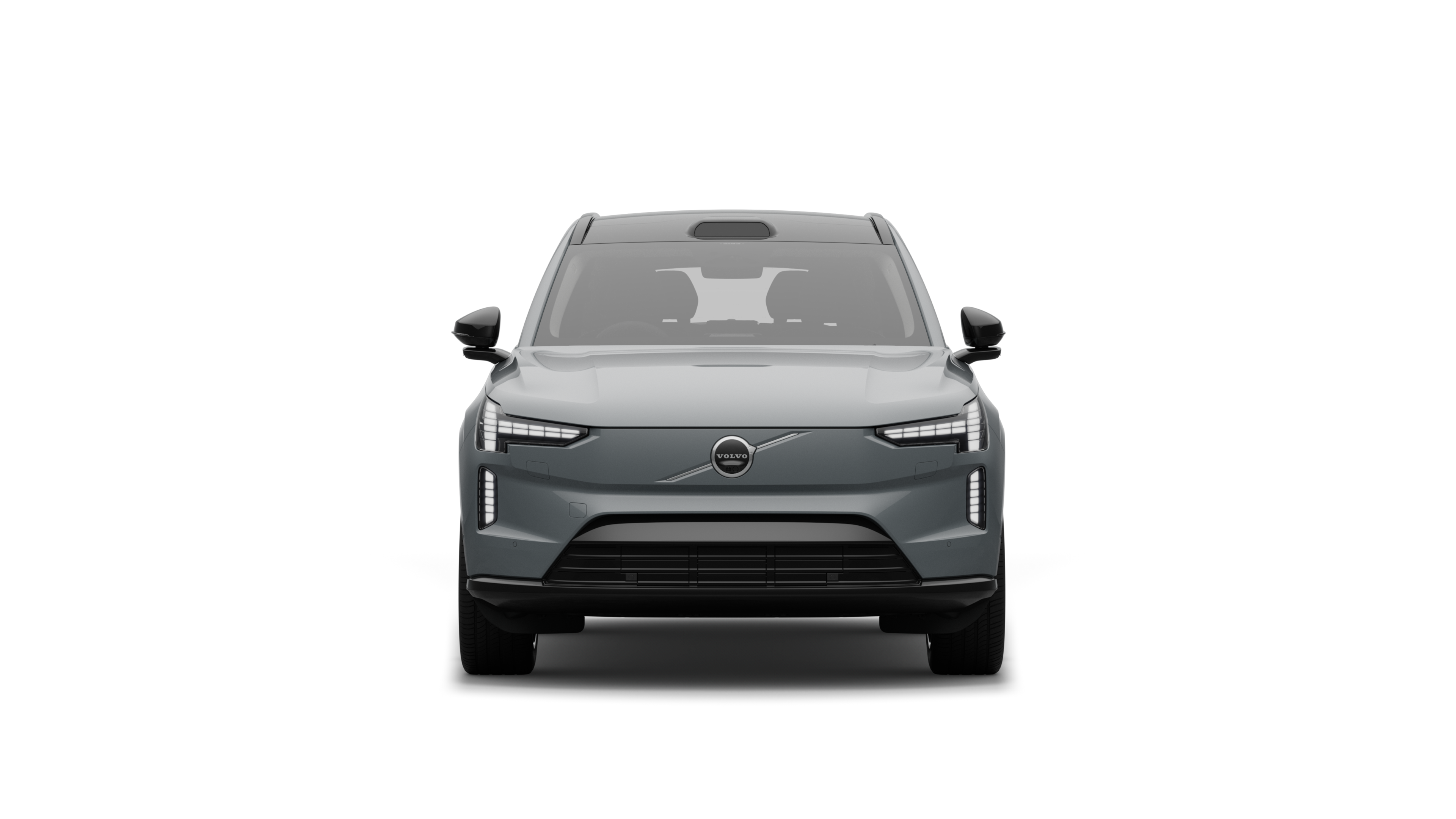 Front view of a Volvo car in a plain studio background.