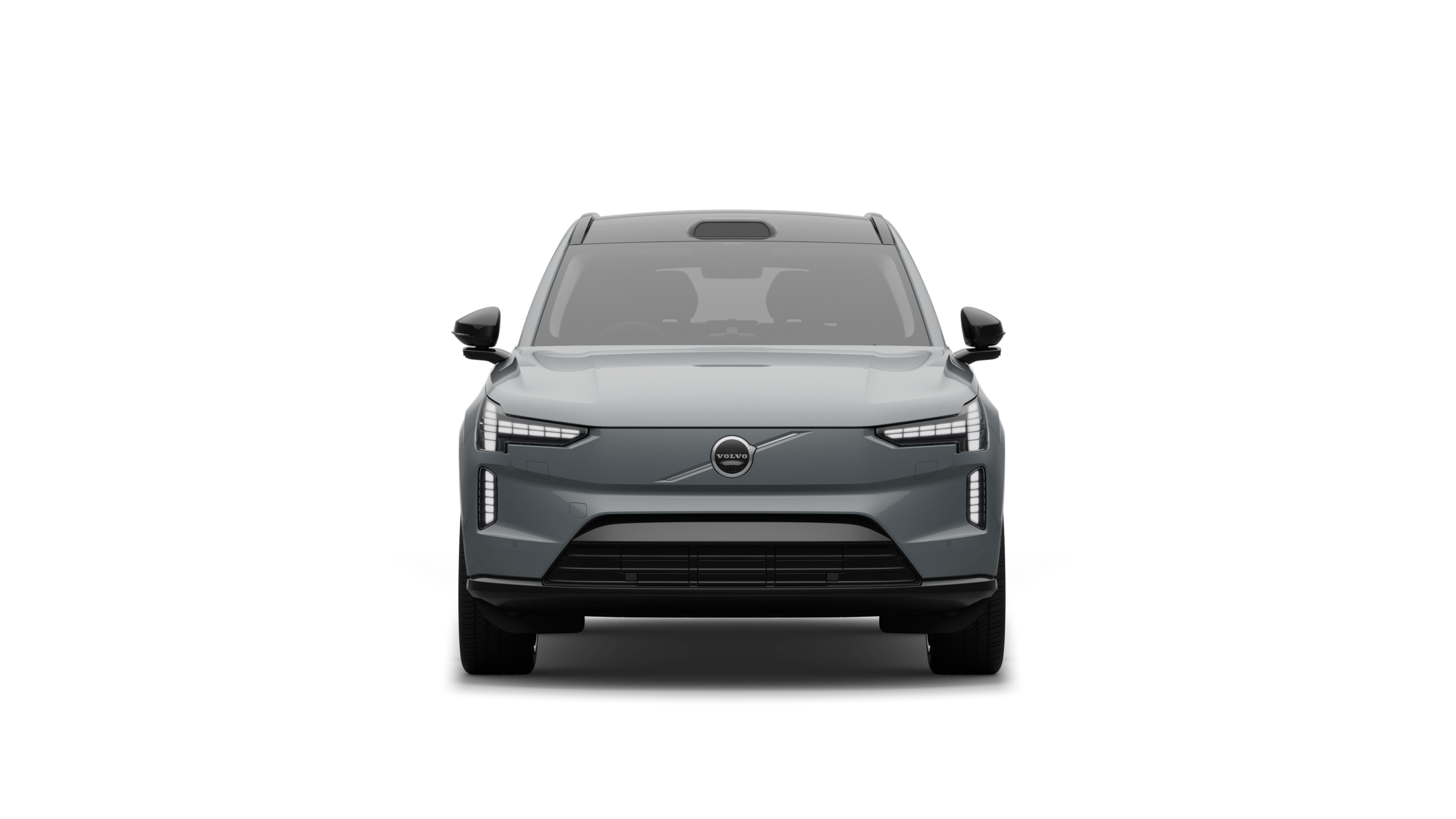 Front view of a Volvo car in a plain studio background.