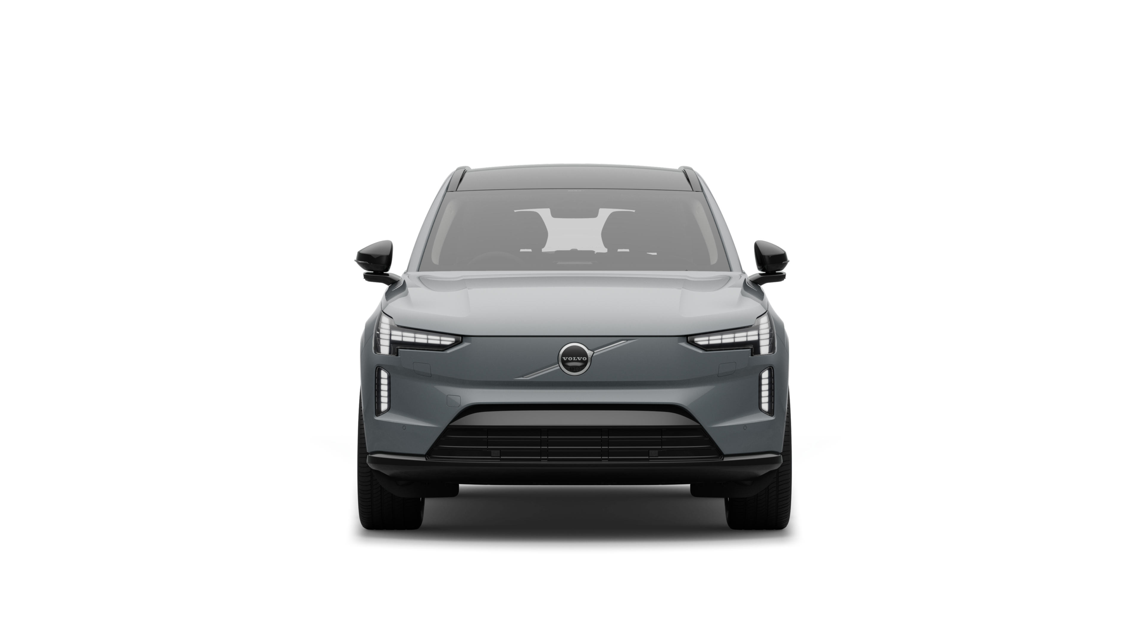 Front view of a Volvo car in a plain studio background.