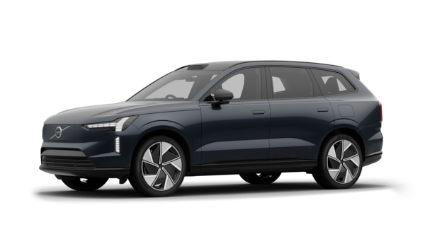 Volvo car exterior in three-quarter view, plain studio background.