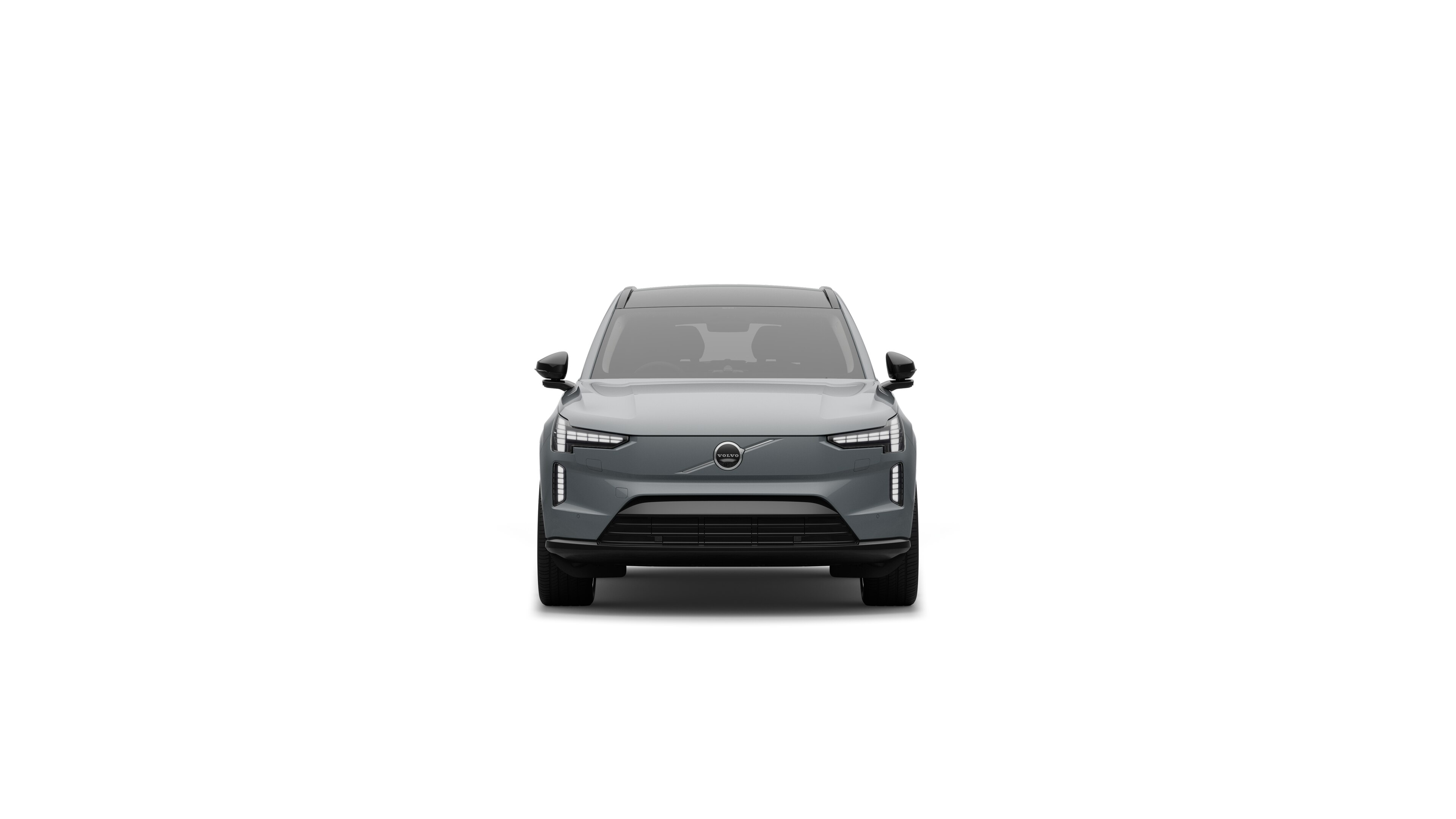 Volvo car front view in a plain studio background.