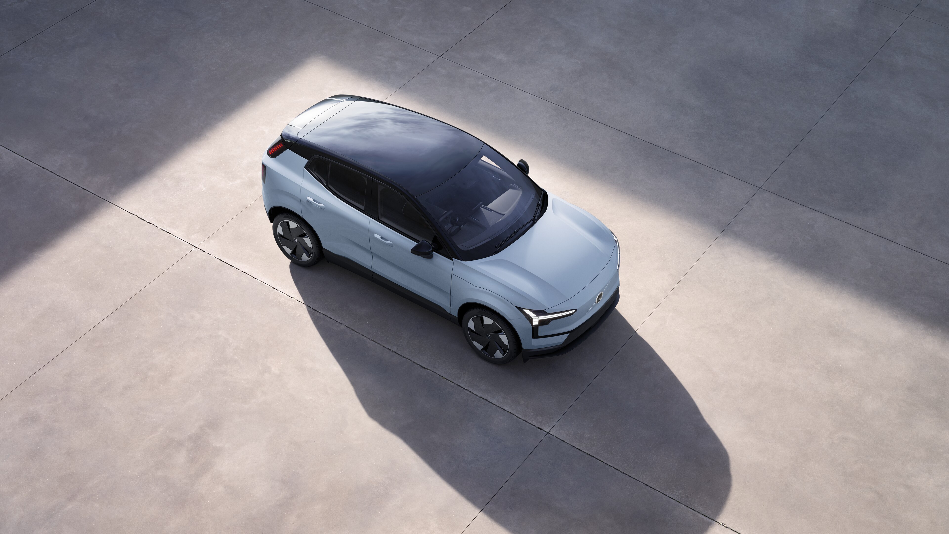 Volvo car exterior shown from above in plain studio background.