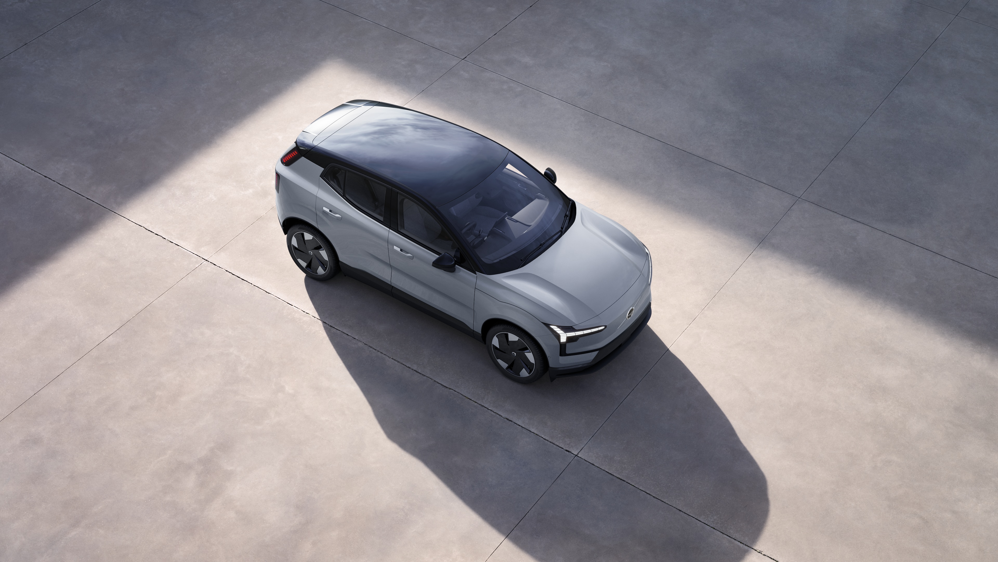 Volvo car exterior shown from above in plain studio background.