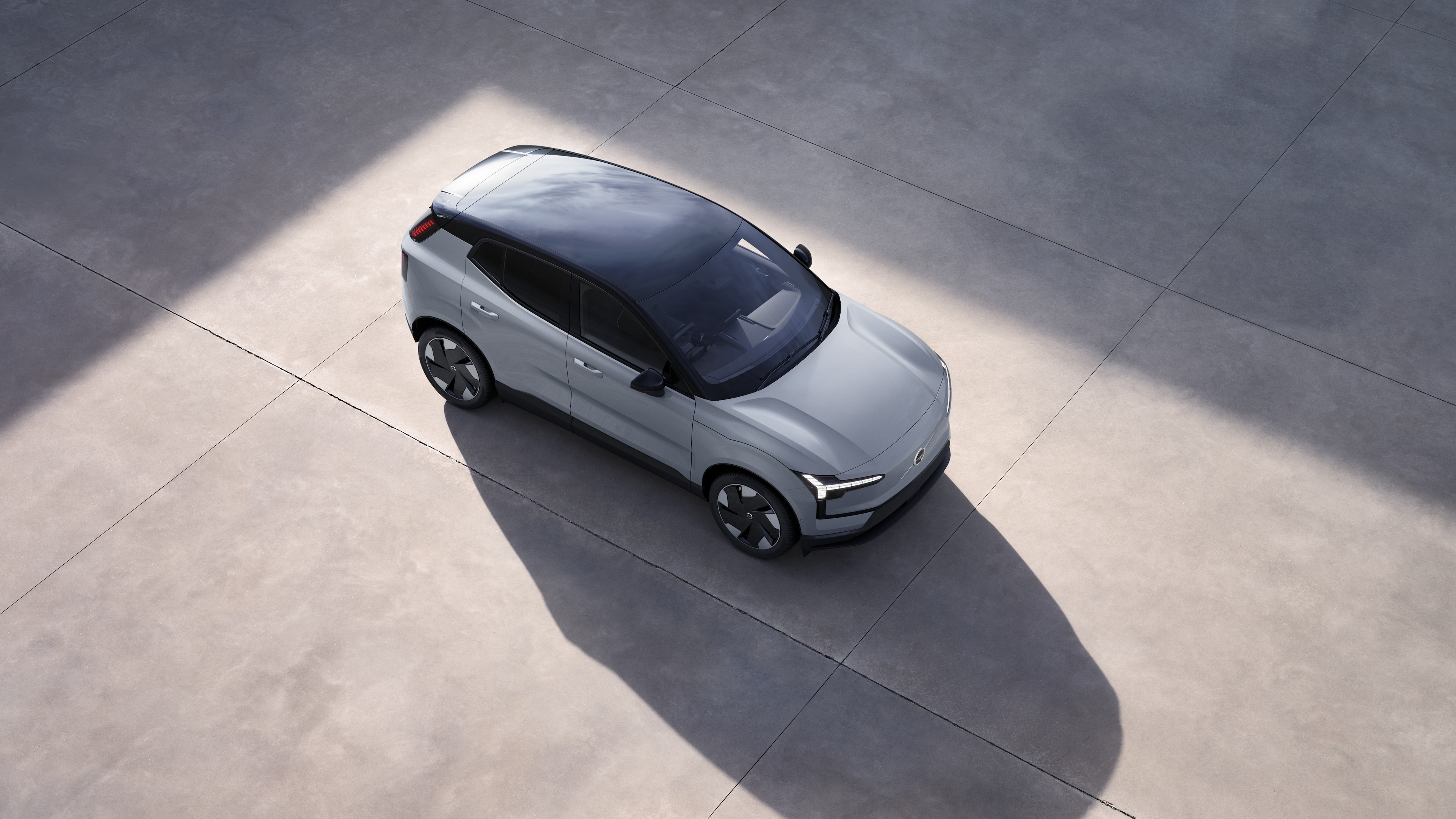 Volvo car exterior shown from above in plain studio background.