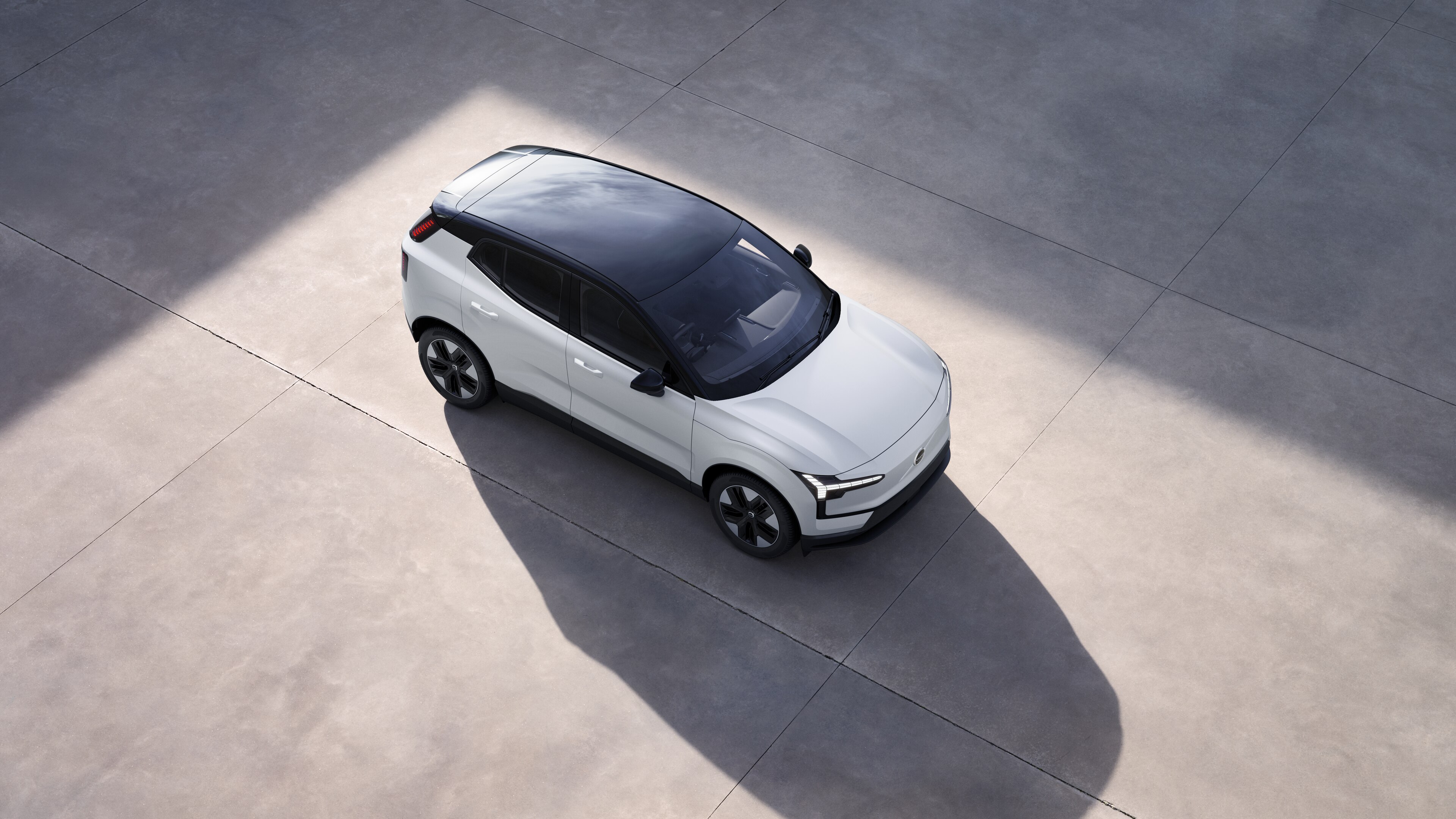 Volvo car exterior shown from above in plain studio background.