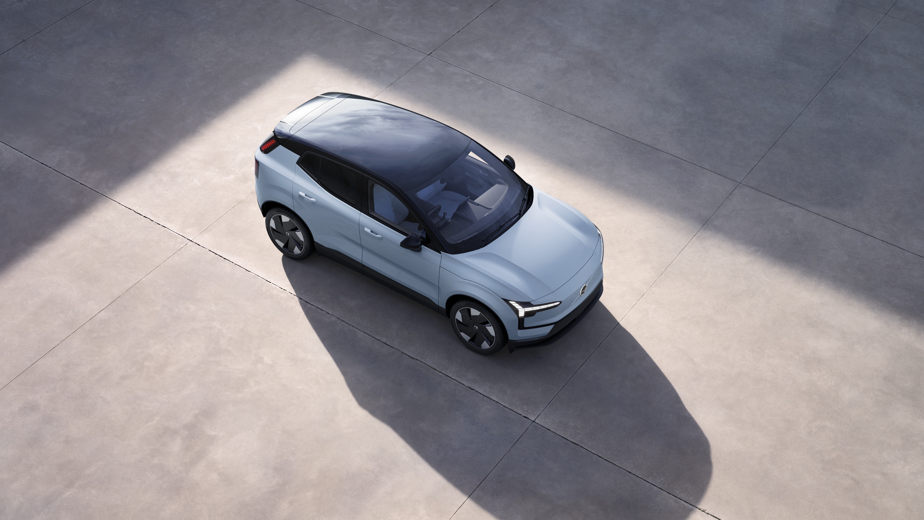 Volvo car exterior shown from above in plain studio background.
