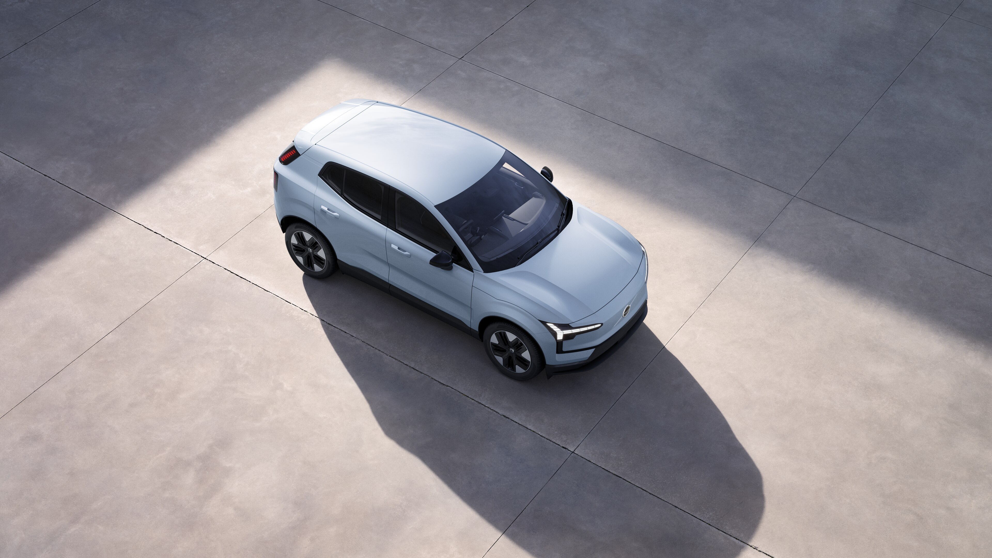Volvo car exterior shown from above in plain studio background.
