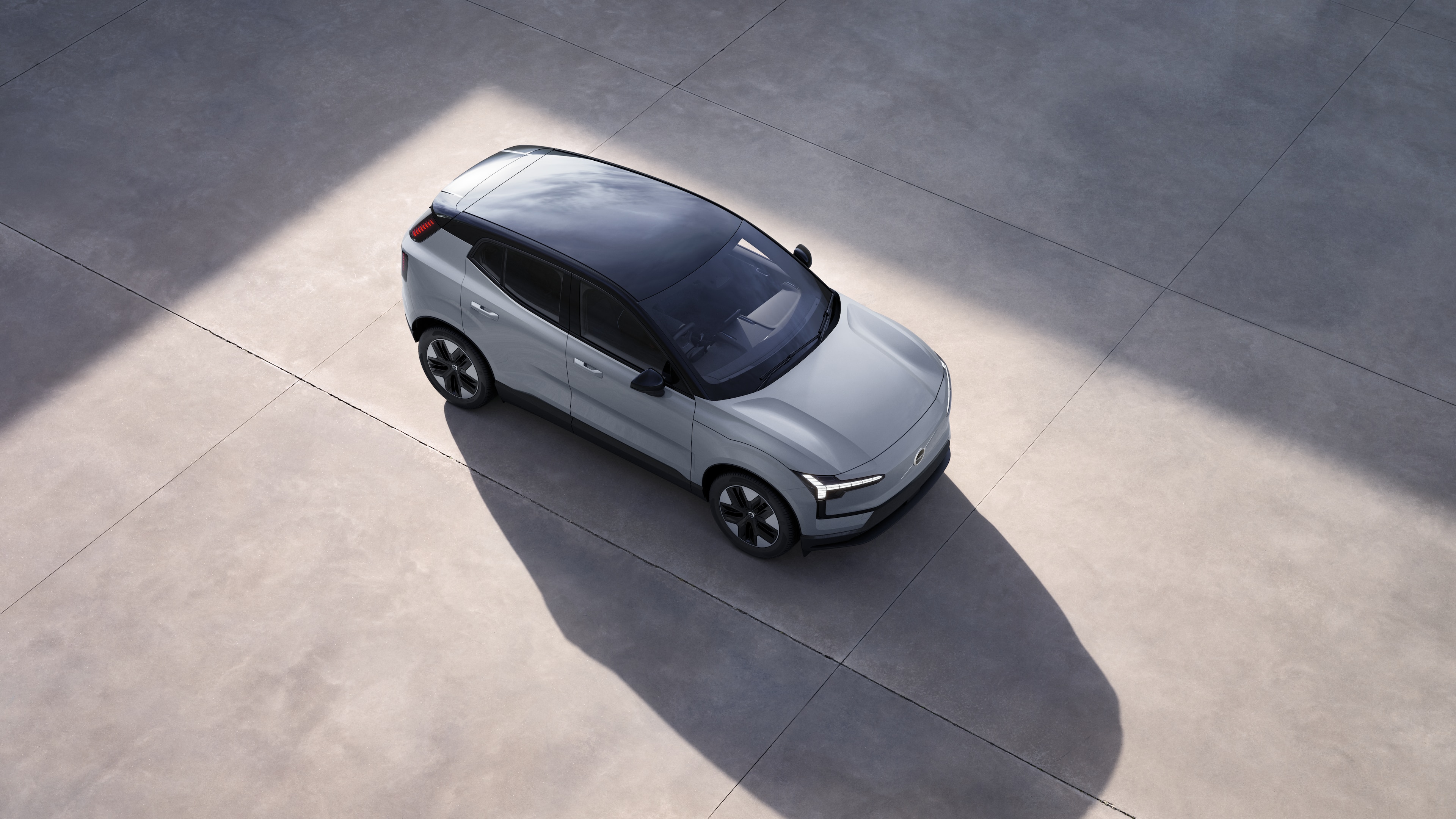 Volvo car exterior shown from above in plain studio background.