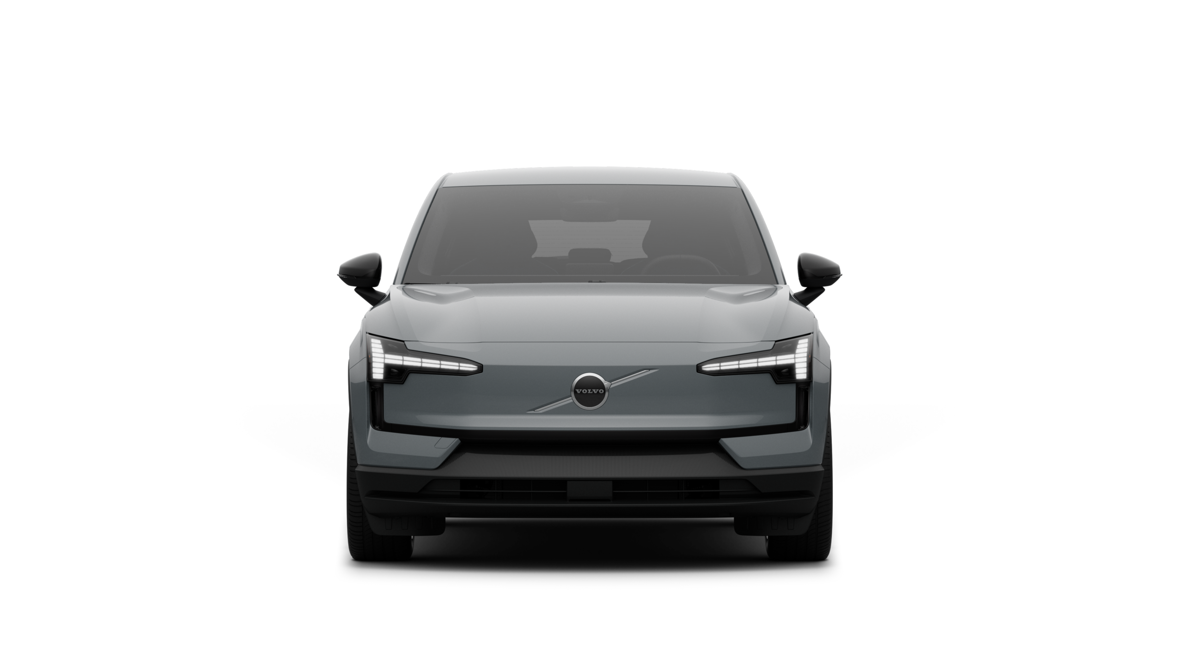 Front view of a Volvo car in a plain studio background.