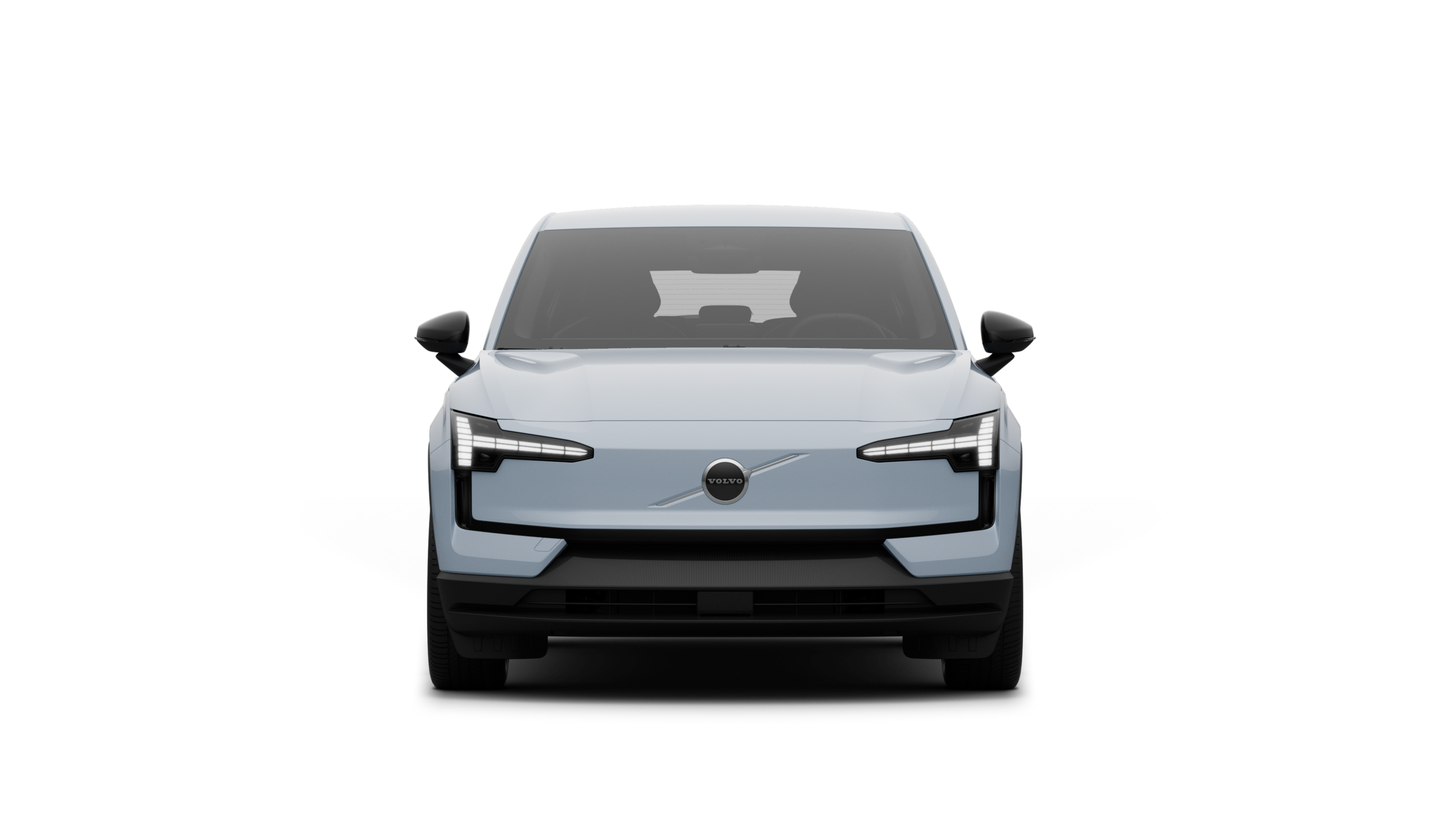 Vue de face d’une Volvo dans un simple arrière-plan de studio.