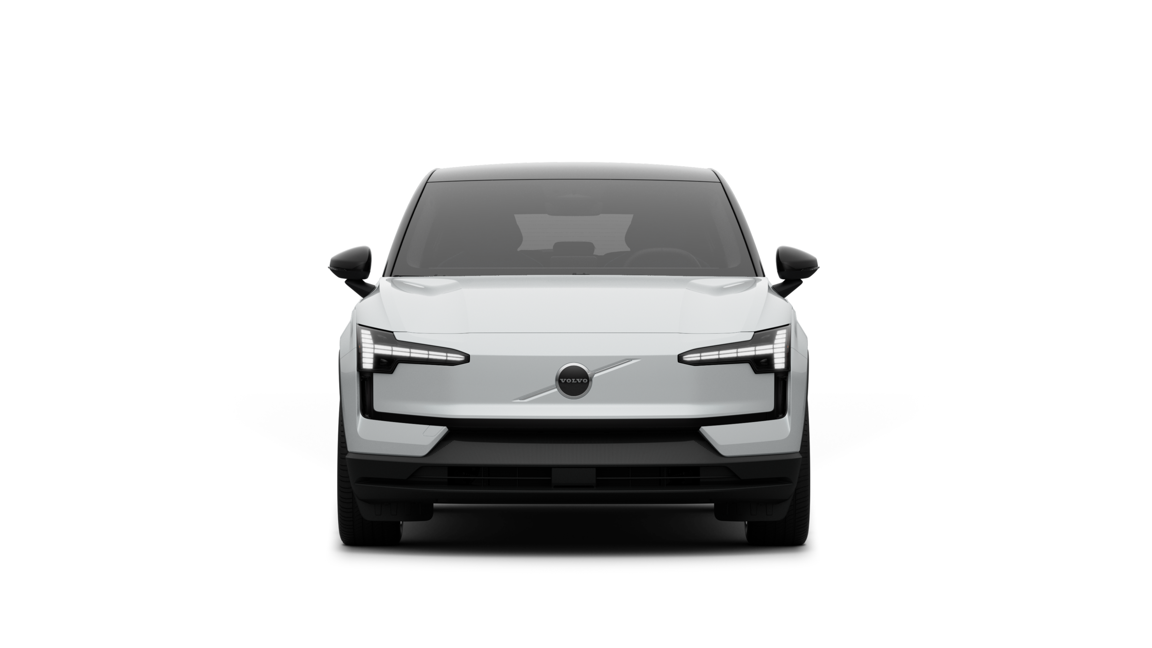 Front view of a Volvo car in a plain studio background.