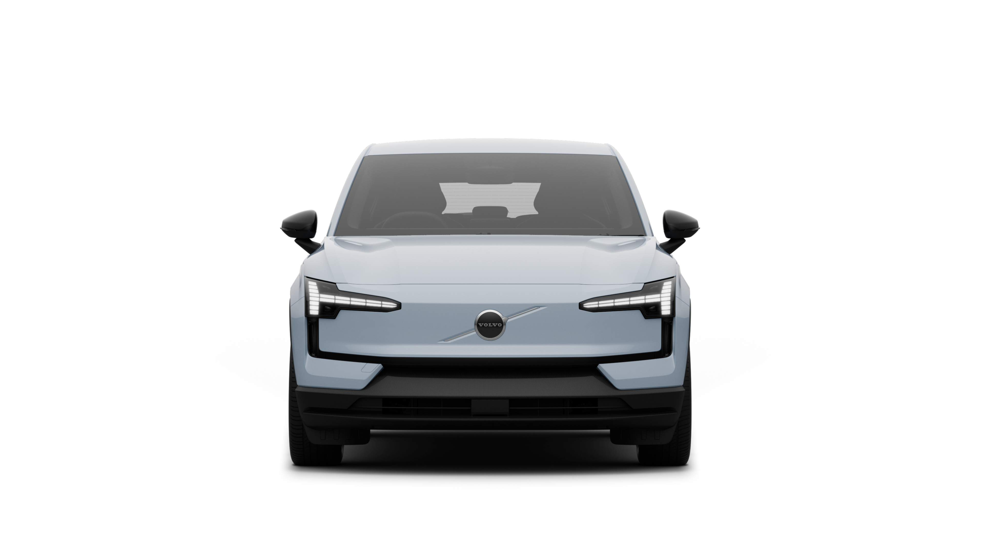 Front view of a Volvo car in a plain studio background.