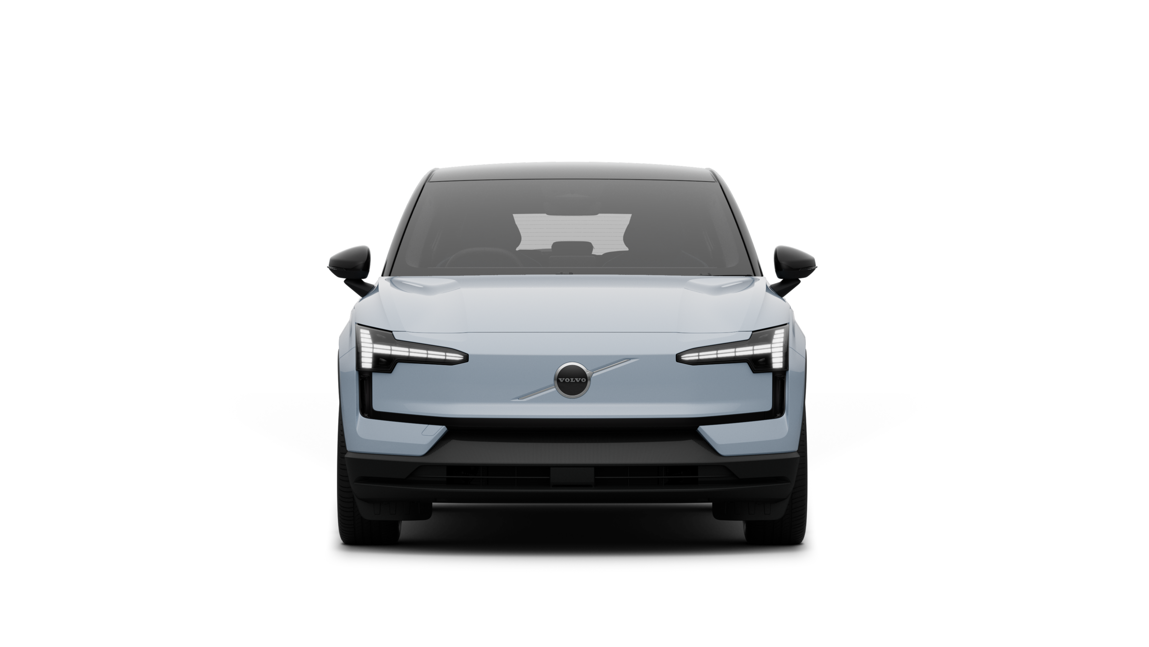Front view of a Volvo car in a plain studio background.