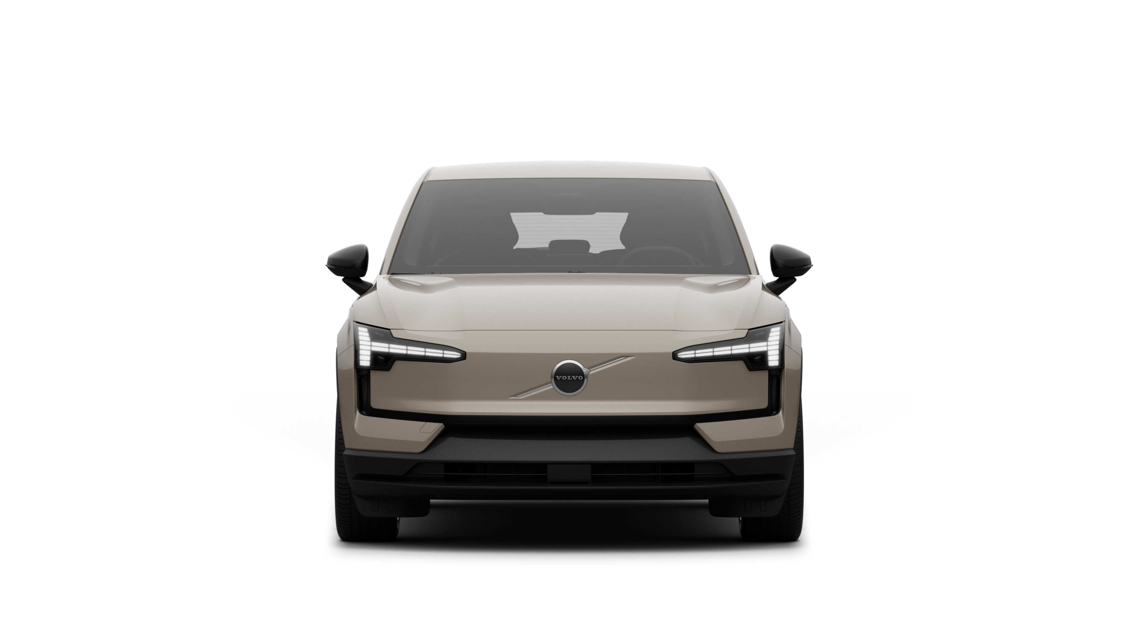 Front view of a Volvo car in a plain studio background.