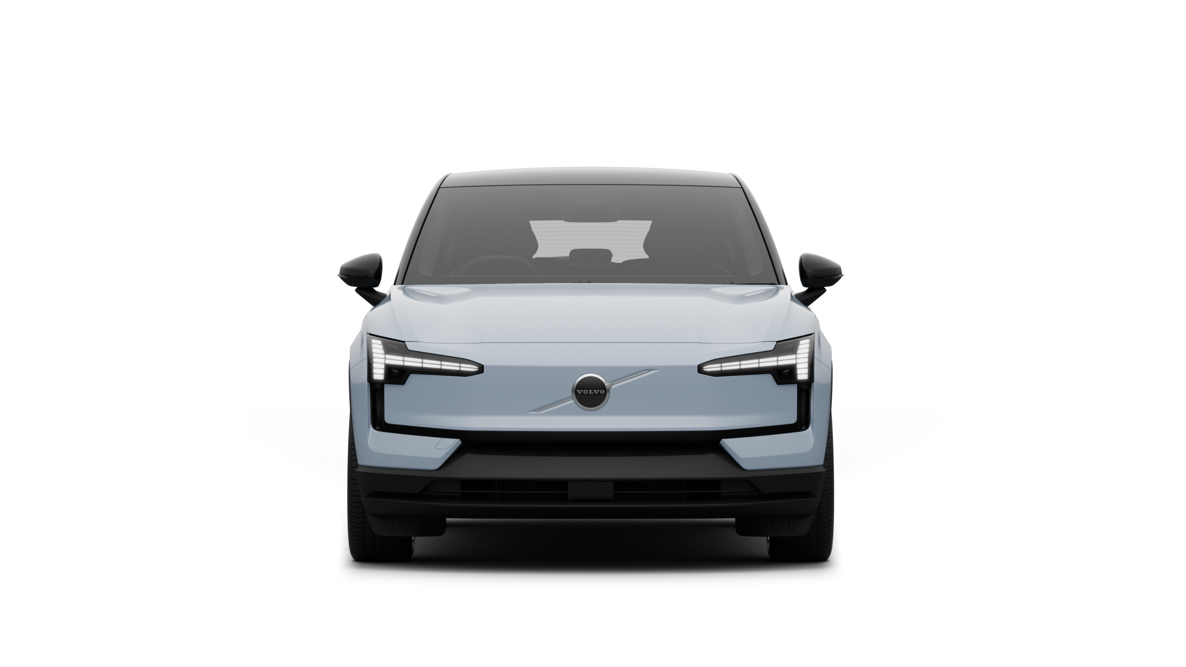 Front view of a Volvo car in a plain studio background.