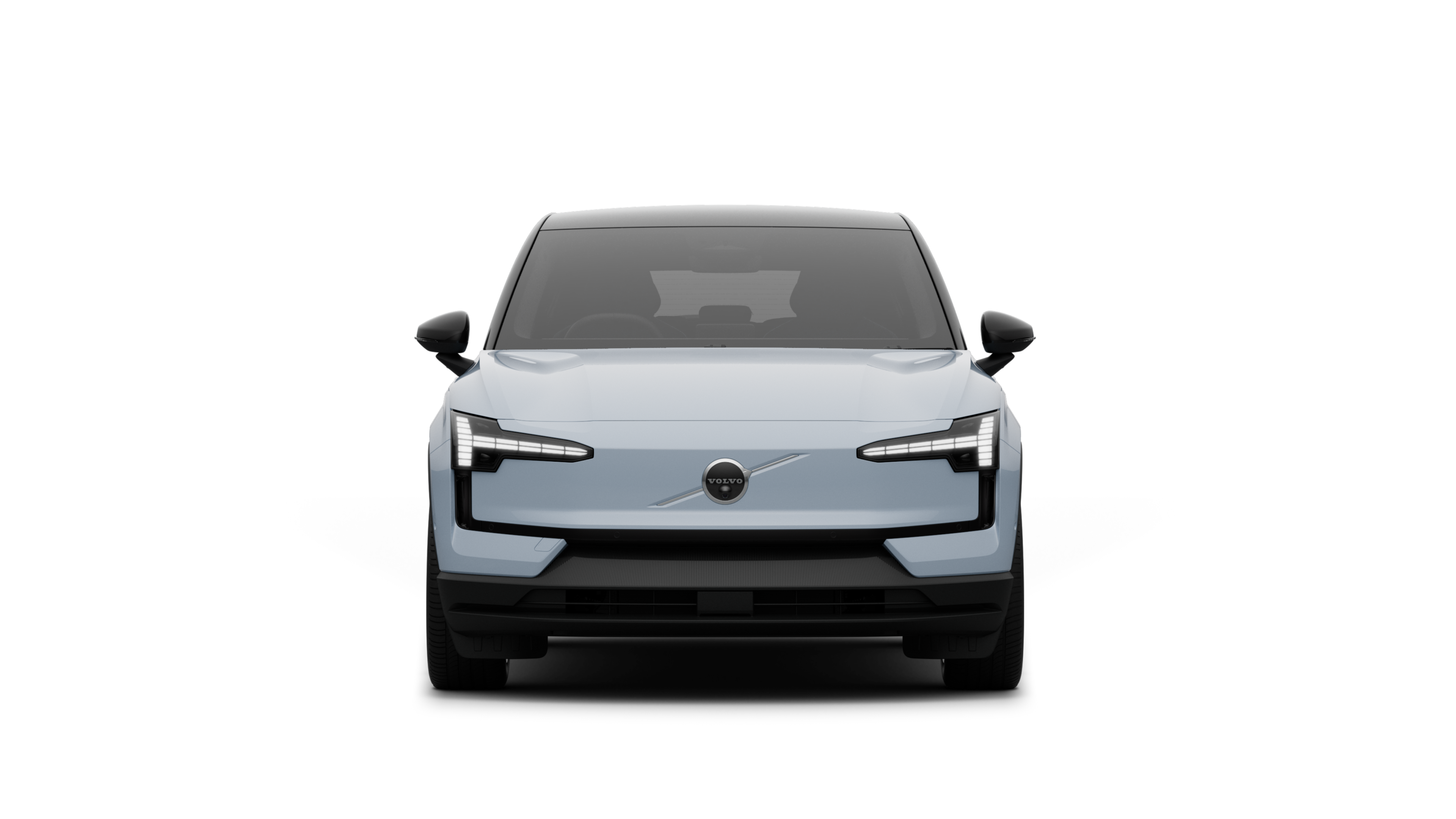 Front view of a Volvo car in a plain studio background.