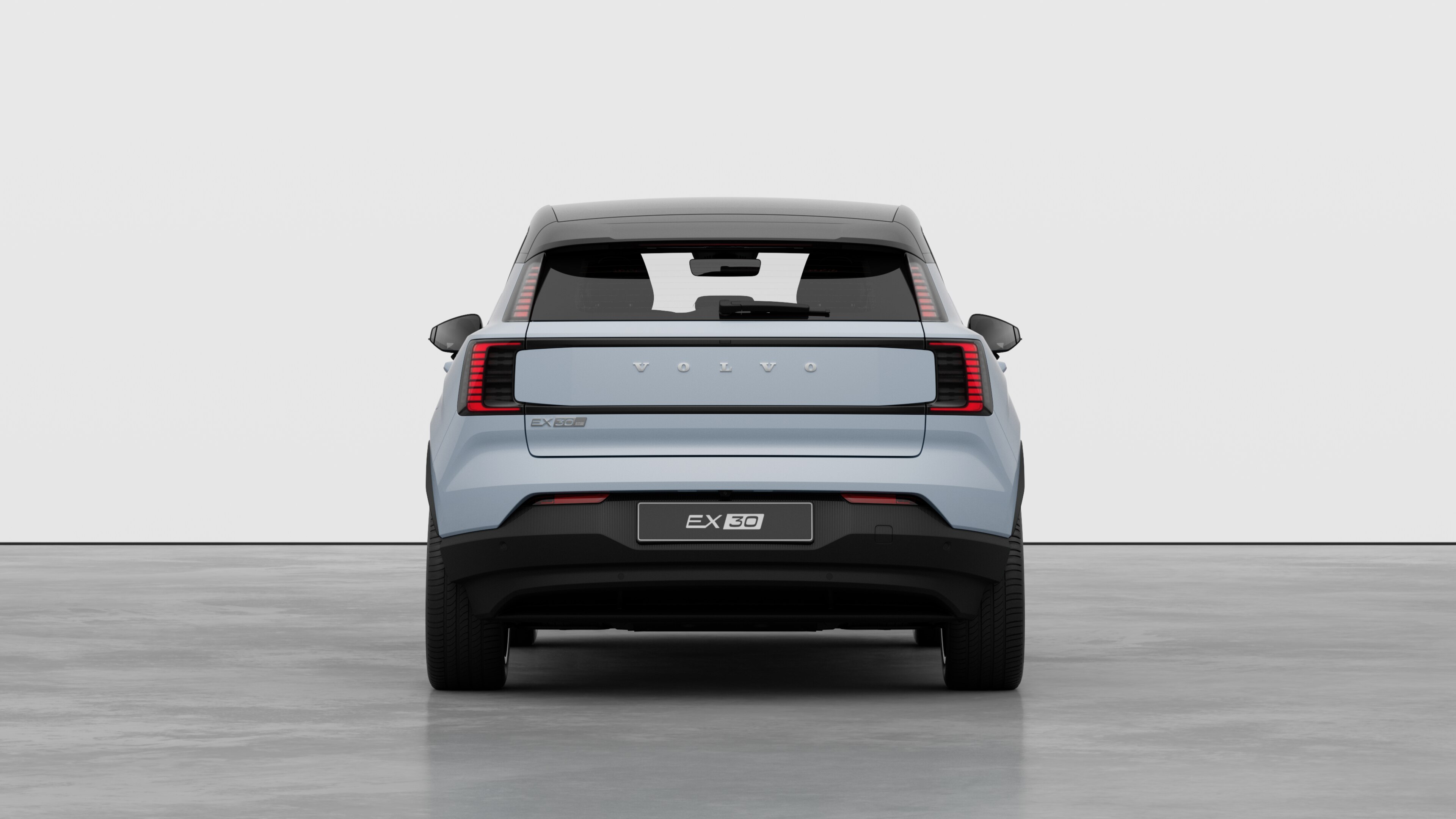 Volvo car rear view against a plain studio background.