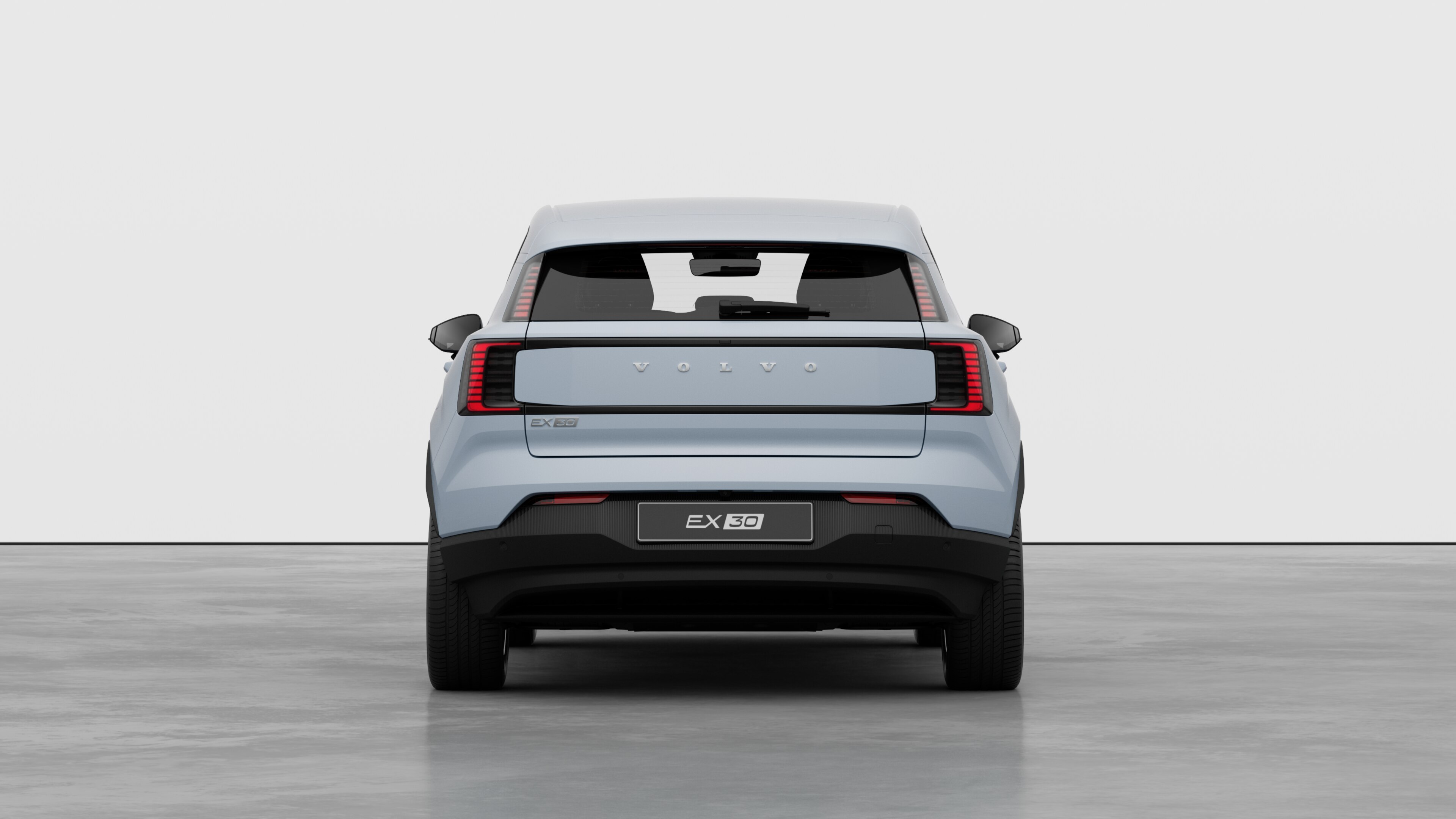 Volvo car rear view against a plain studio background.