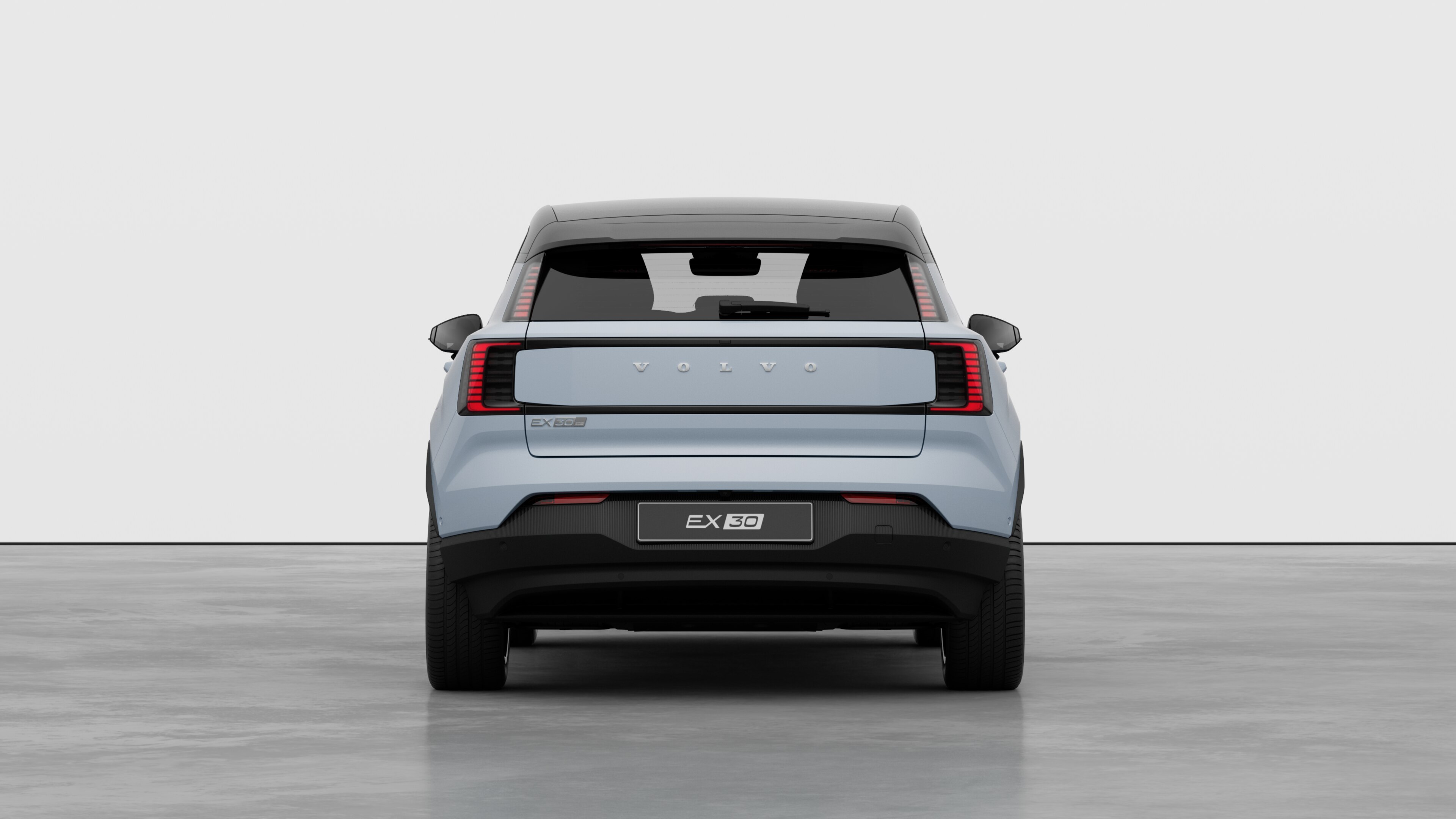 Volvo car rear view against a plain studio background.