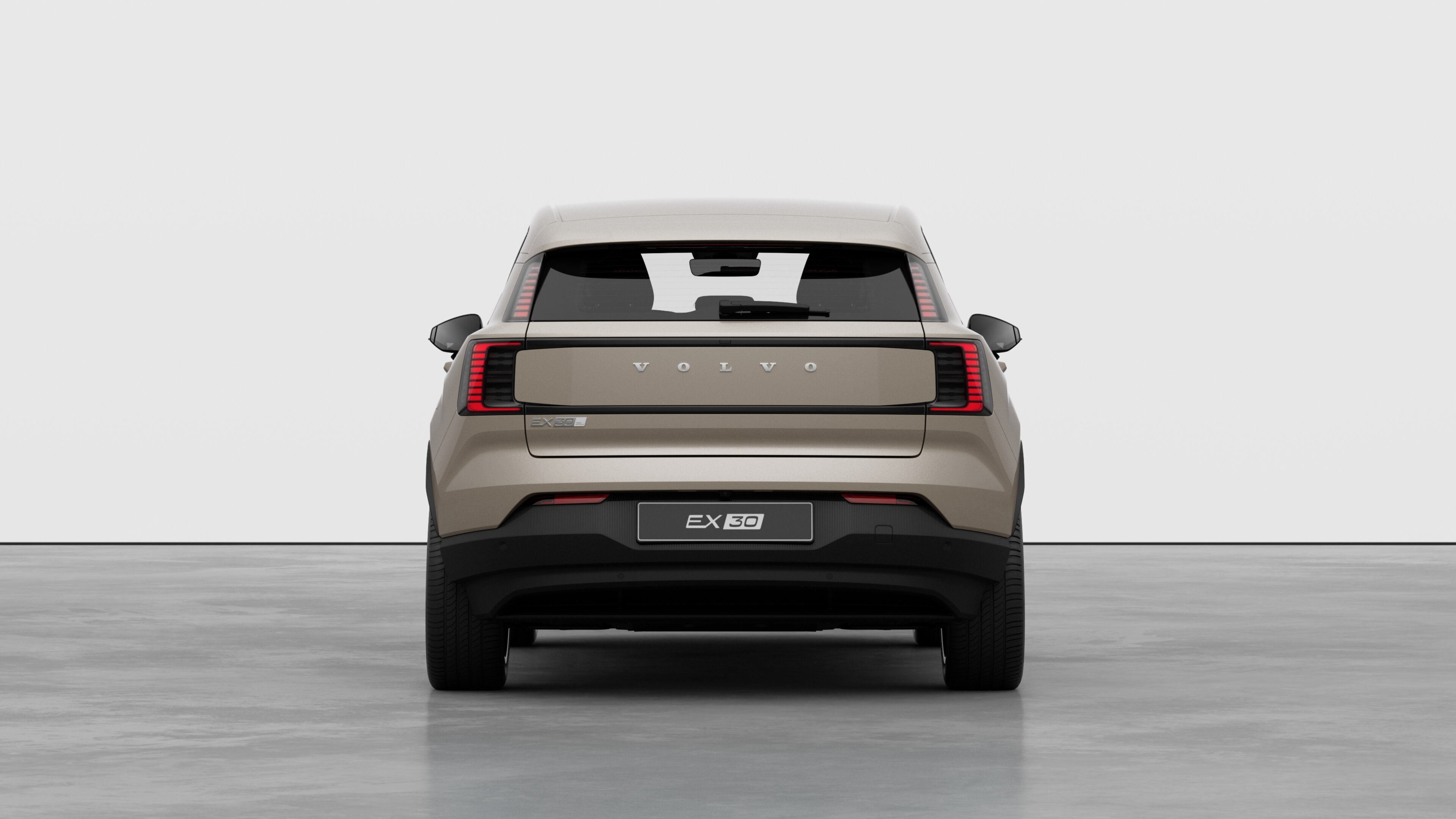 Volvo car rear view against a plain studio background.