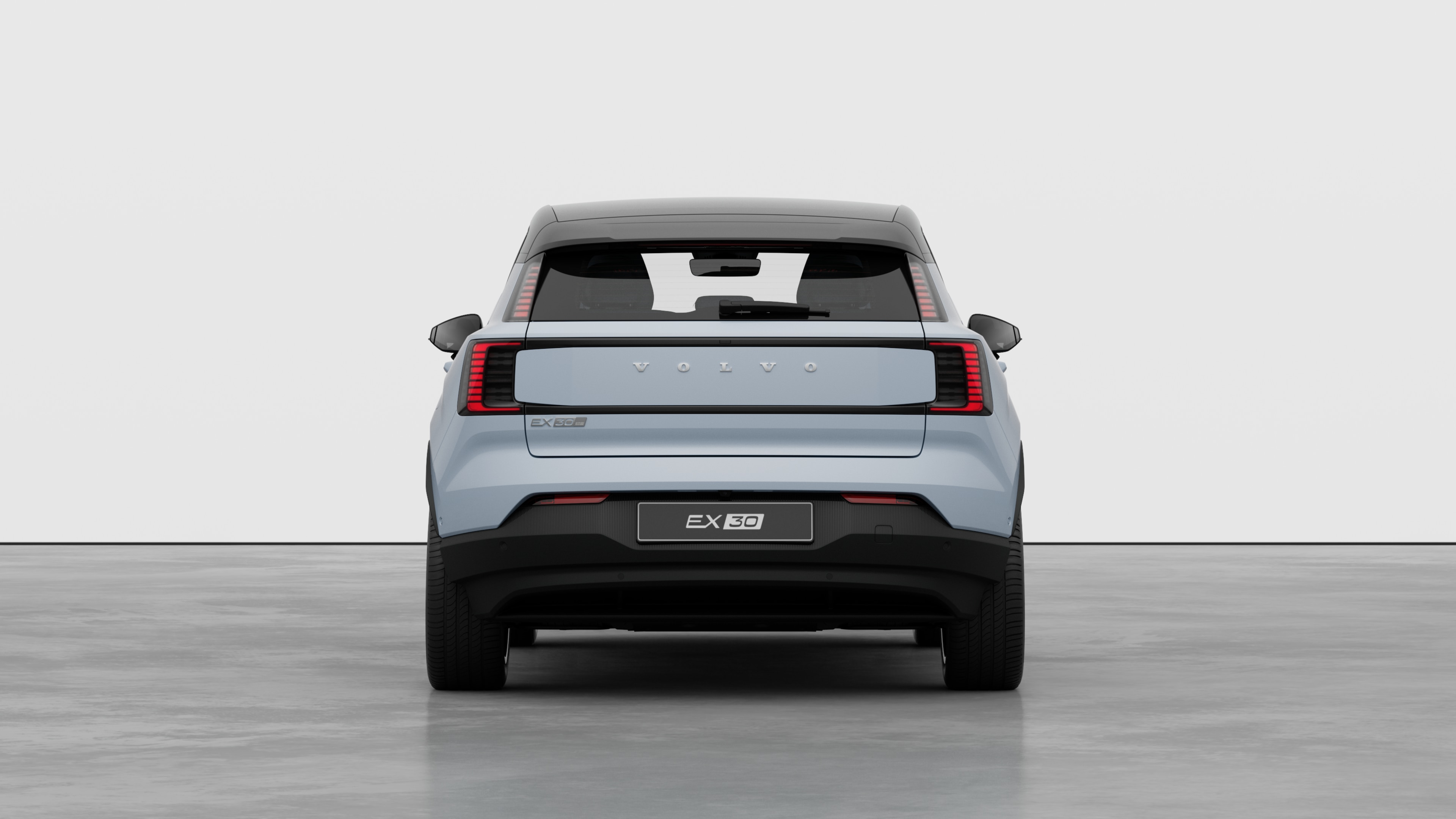 Volvo car rear view against a plain studio background.